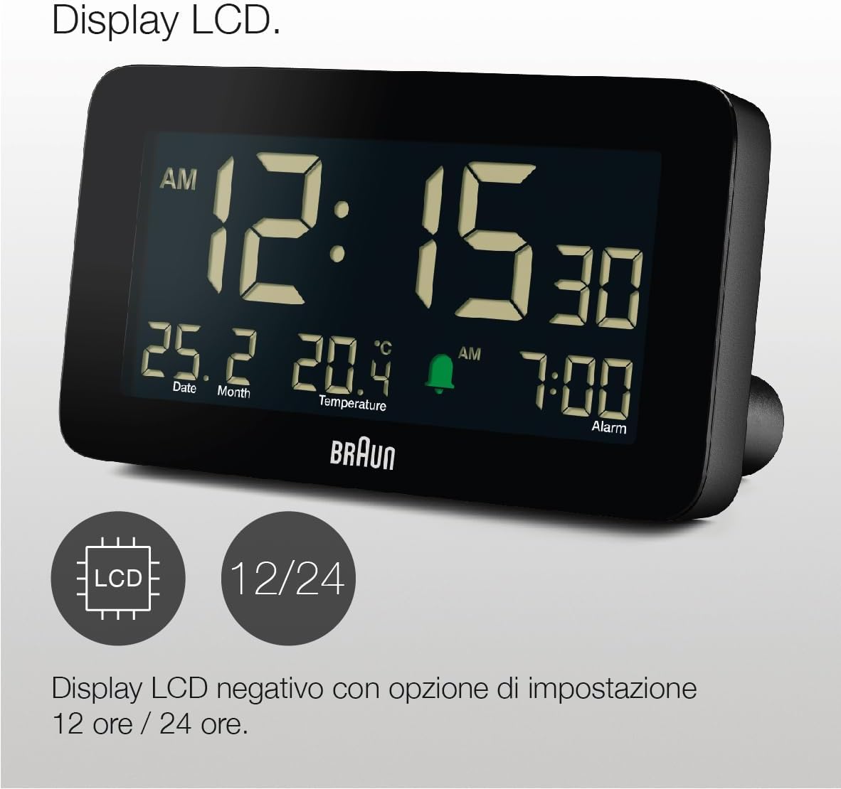 Braun Sveglia Digitale BC10B, Nera - immagine 4