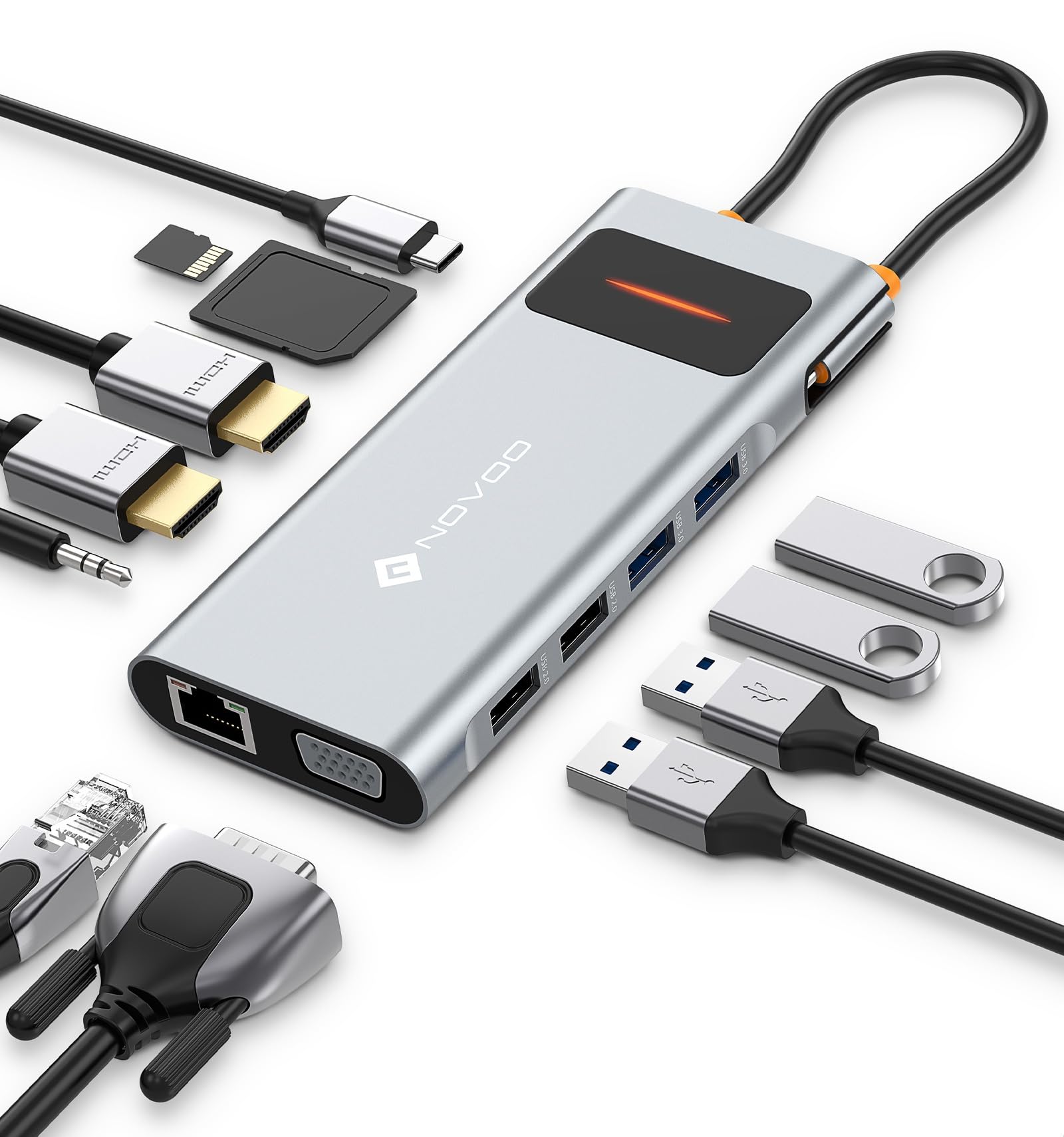 Novoo Docking Station USB C 12 in 1 Triplo Display