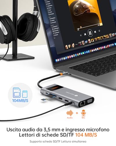 Novoo Docking Station USB C 12 in 1 Triplo Display - immagine 6