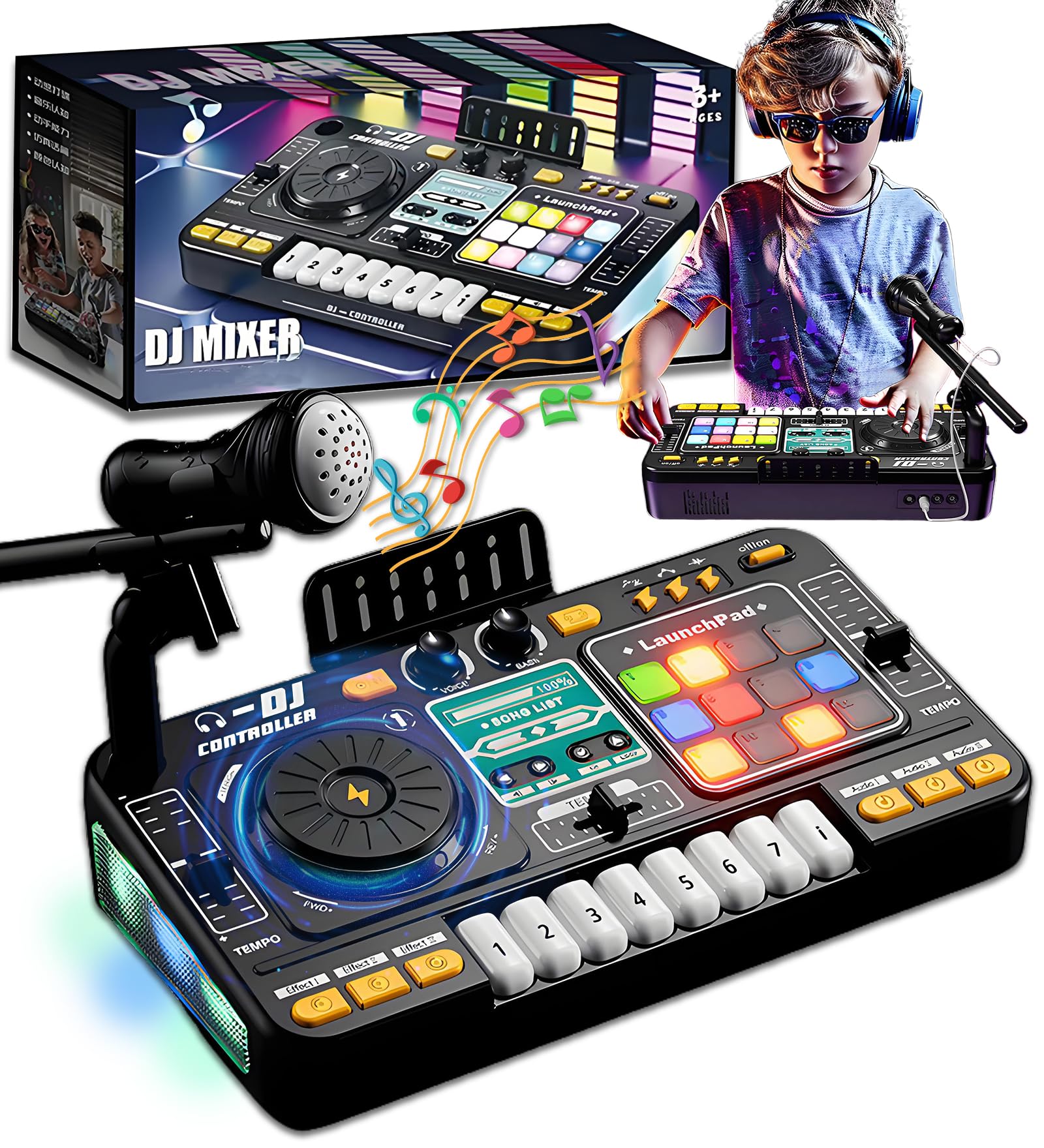 Mixer DJ per Bambini con Luci e Tastiera