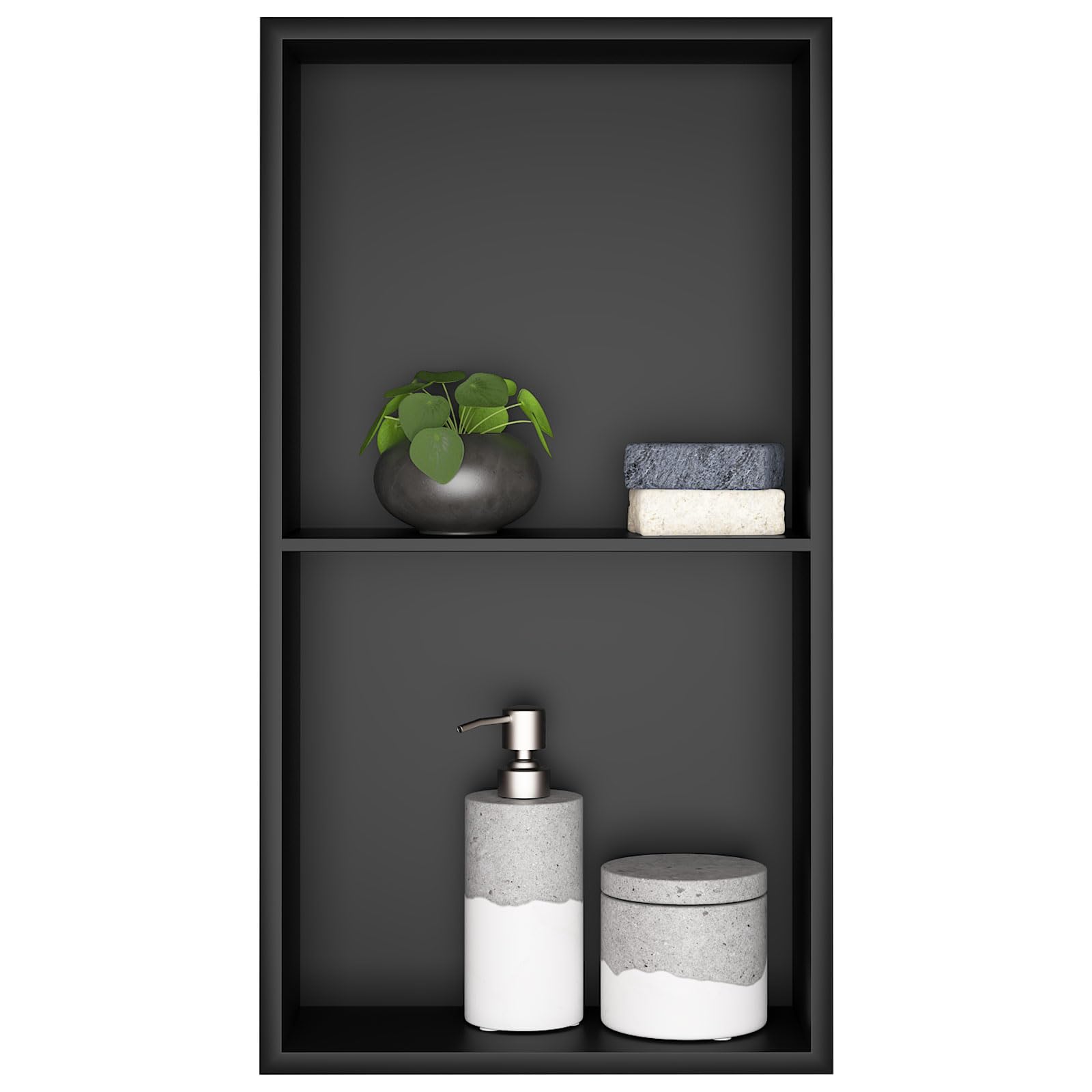 Nicchia Doccia Incasso - Acciaio Inox Doppio Strato 60x30x10cm, Nero