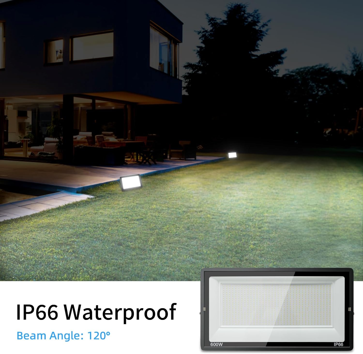 Toobettp Proiettore LED per Esterni 600W, 60000 lm - immagine 3