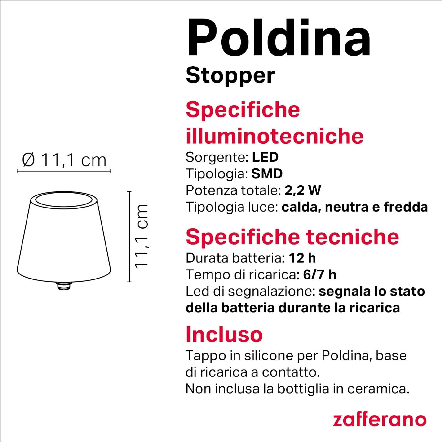 Zafferano Lampada Poldina Stopper Ricaricabile Blu - immagine 4