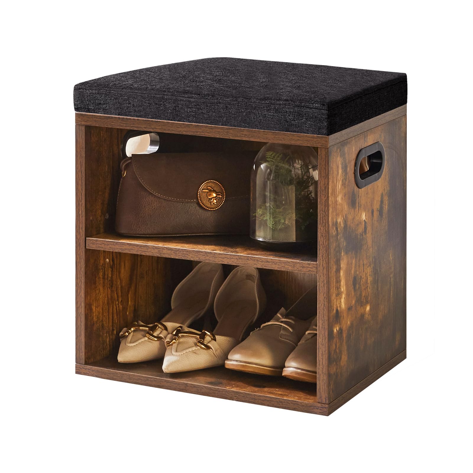 Ymyny Panca Scarpiera 2 Livelli con Cuscino, Marrone