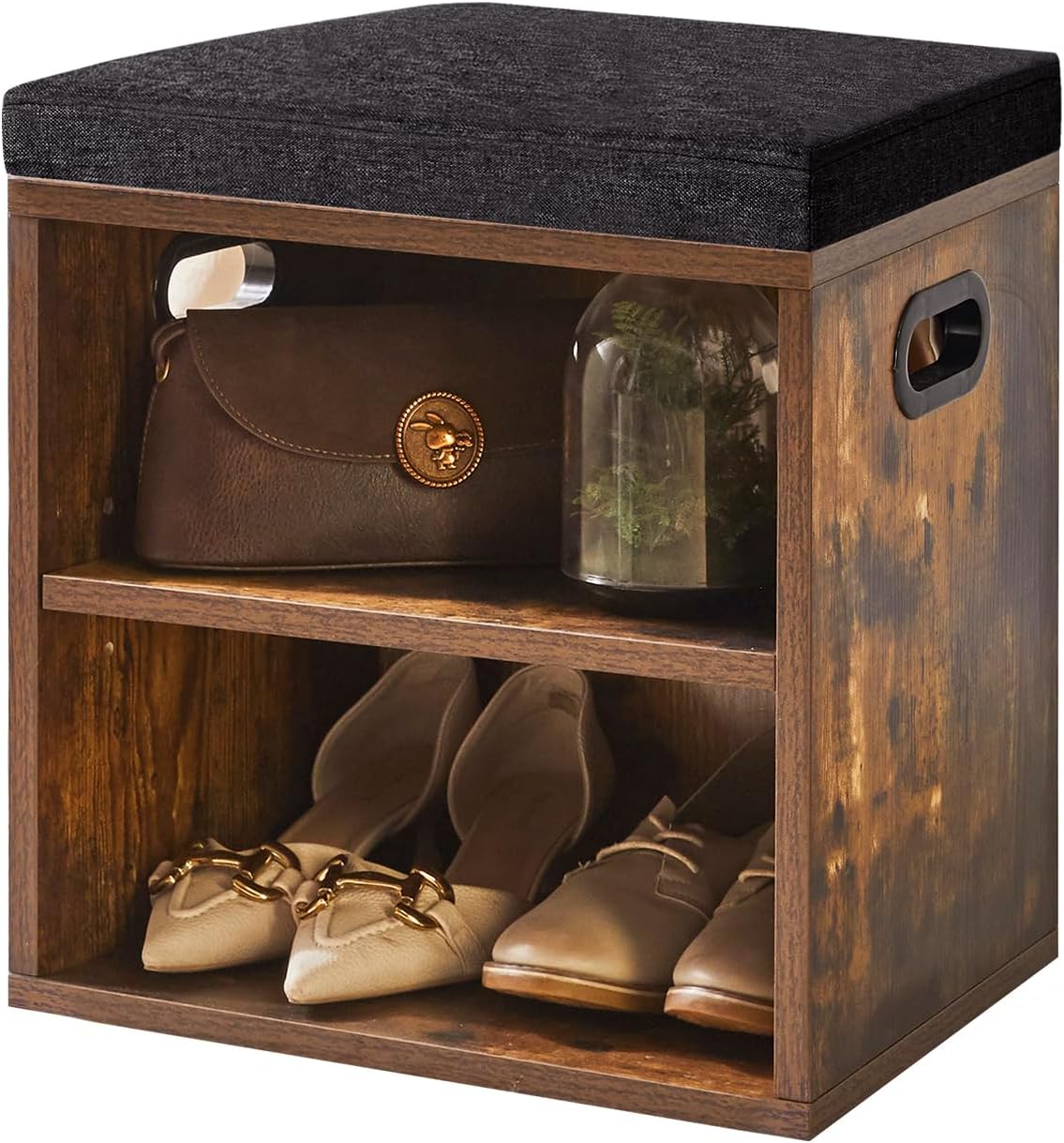 Ymyny Panca Scarpiera 2 Livelli con Cuscino, Marrone - immagine 1