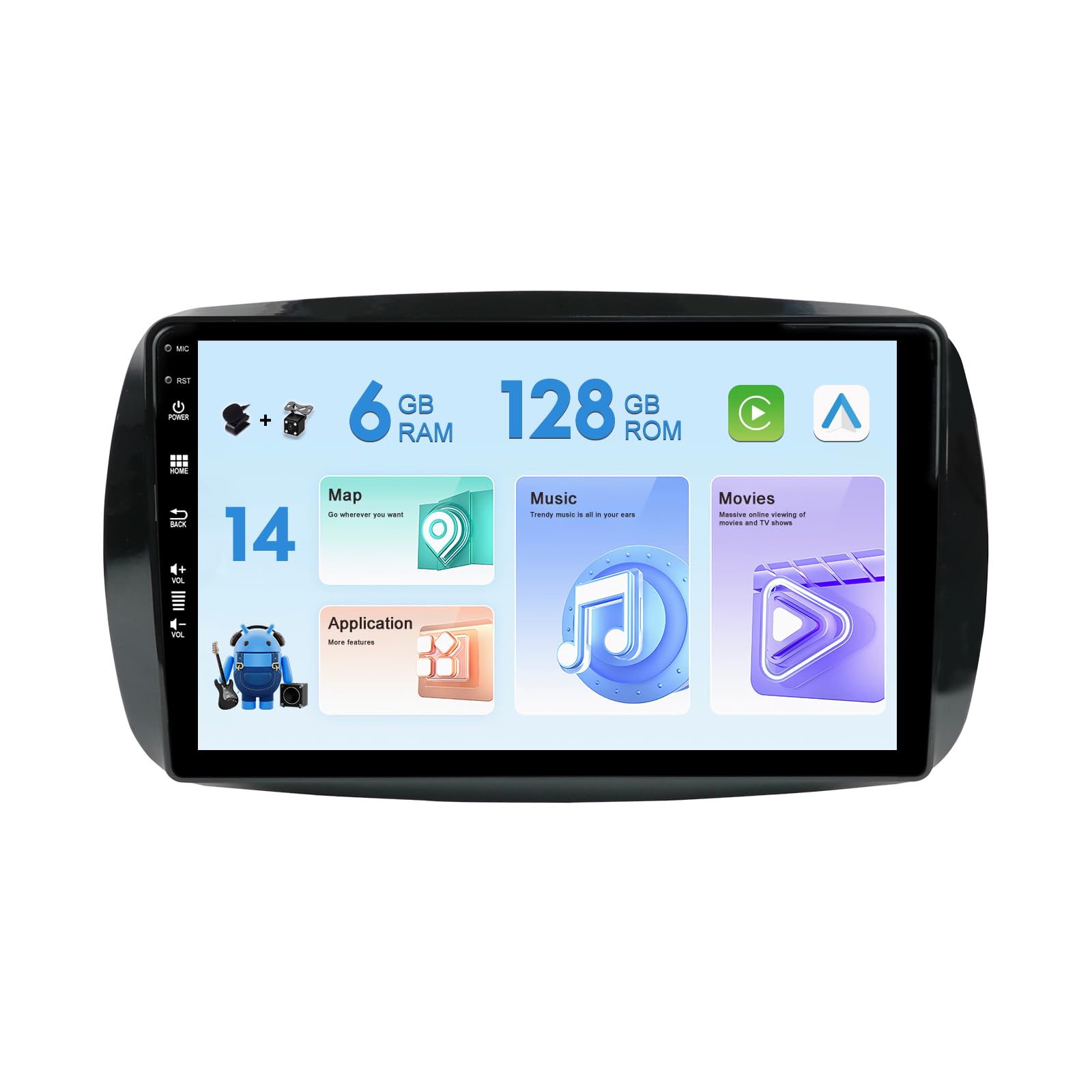 Autoradio Android 14 Doppio Din per Mercedes Smart 453