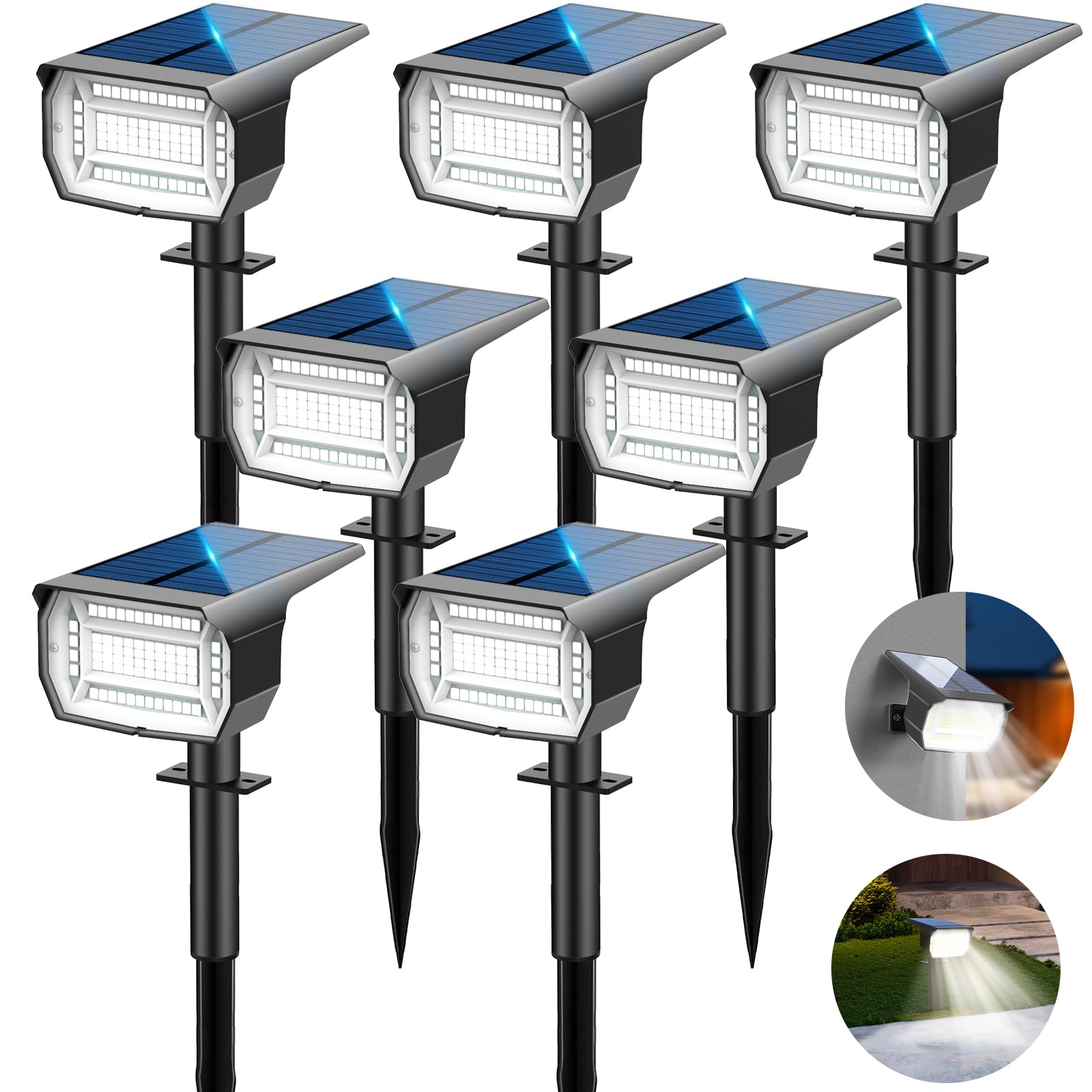 Lotmos 7Pcs Faretti Solari da Esterno 72 LED