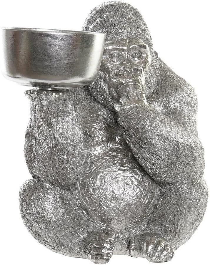 FIGURA RESINA 32X26,5X36 GORILA PLATEADO