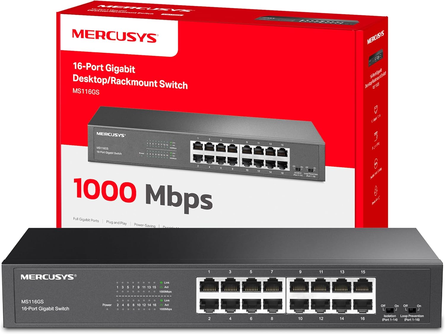 TP-Link Mercusys MS116GS Switch Gigabit 16 Porte - immagine 1