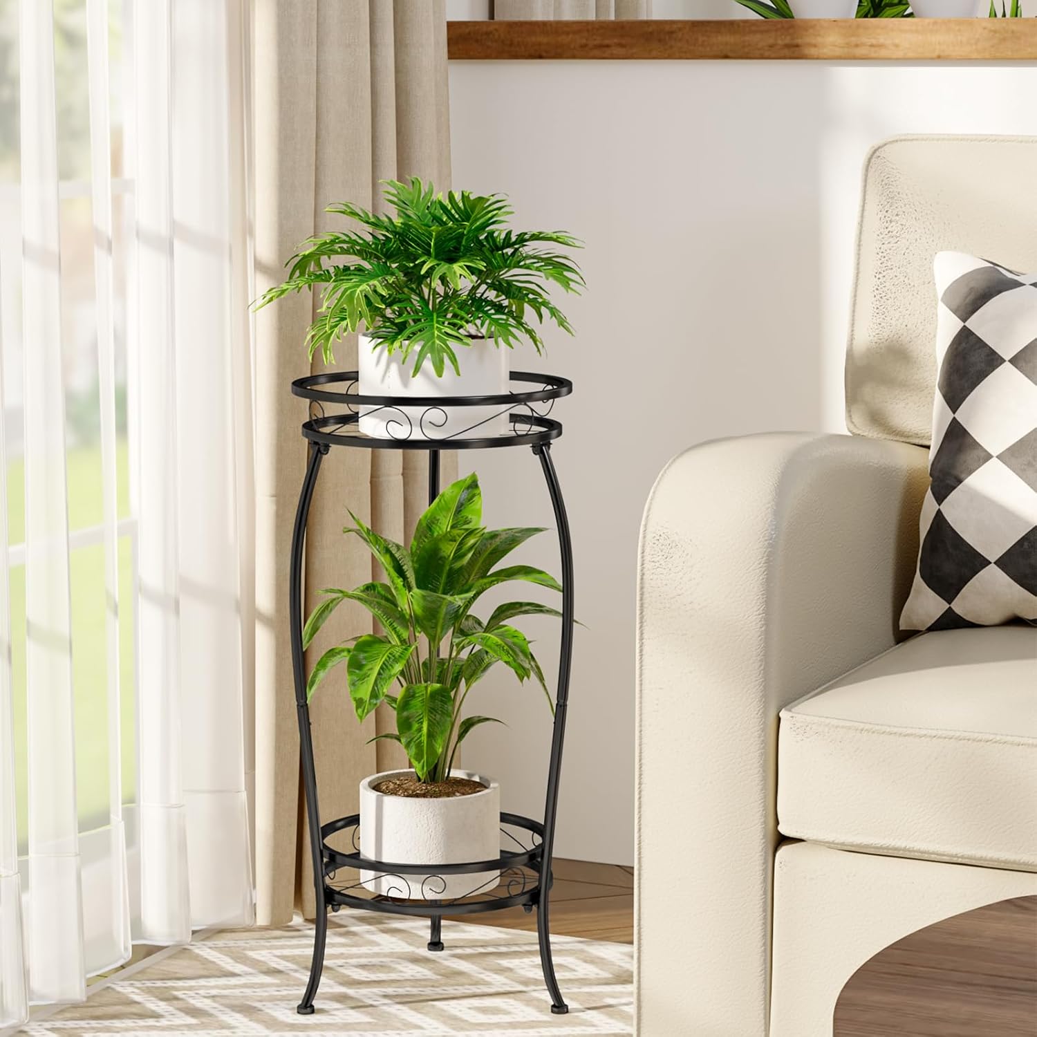 Bamworld Supporto per Piante da Interno a 4 Ripiani, Bianco - immagine 3