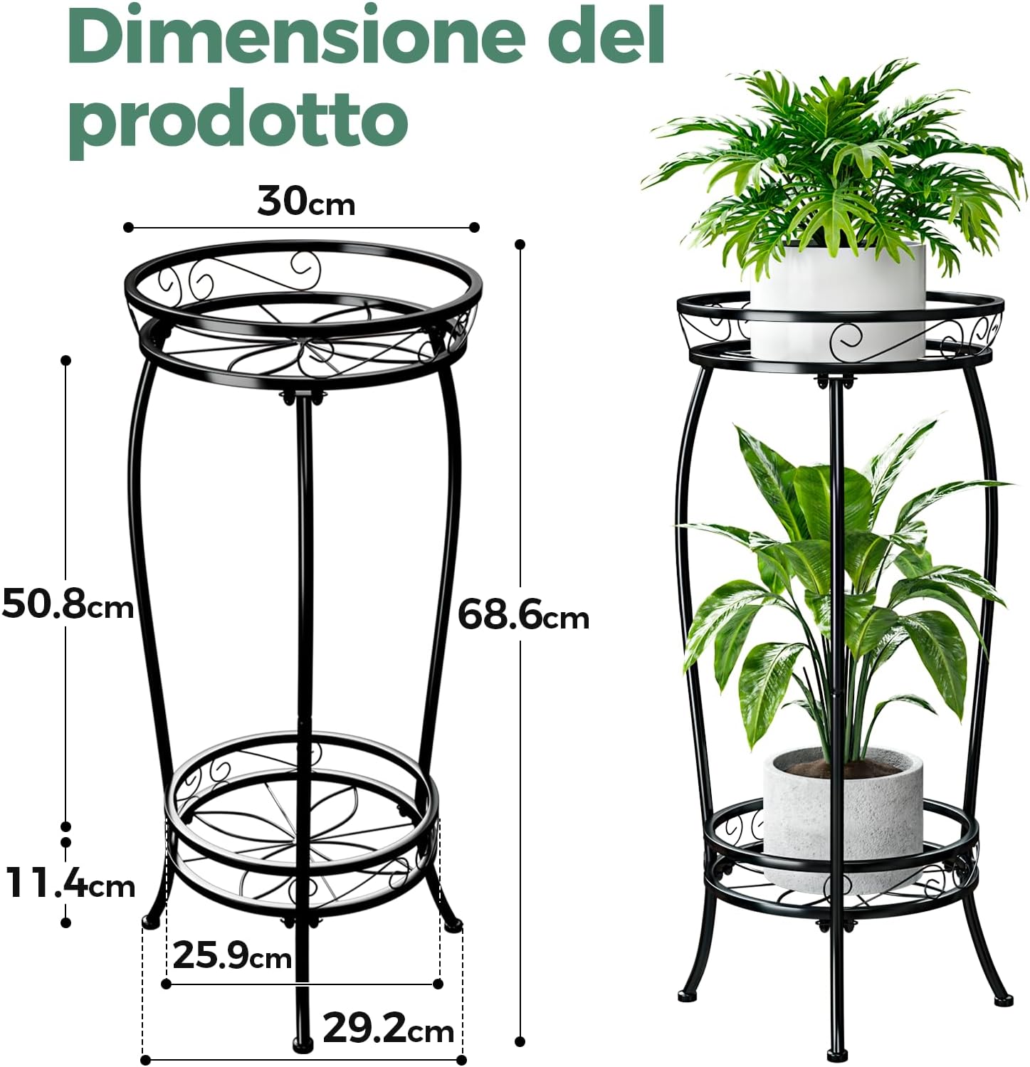 Bamworld Supporto per Piante da Interno a 4 Ripiani, Bianco - immagine 5