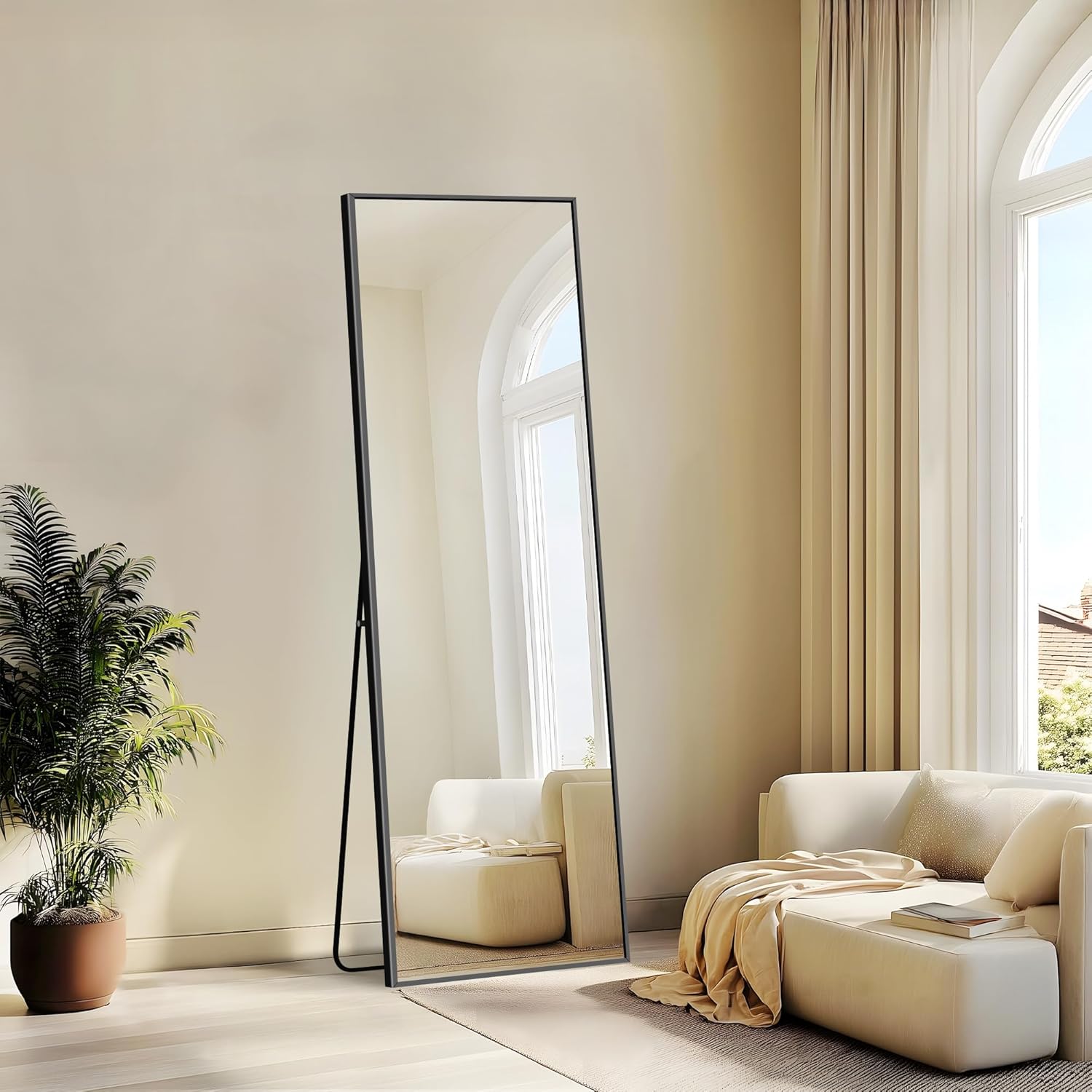 Weare Home Specchio da Terra 147x44 cm, Nero - immagine 2