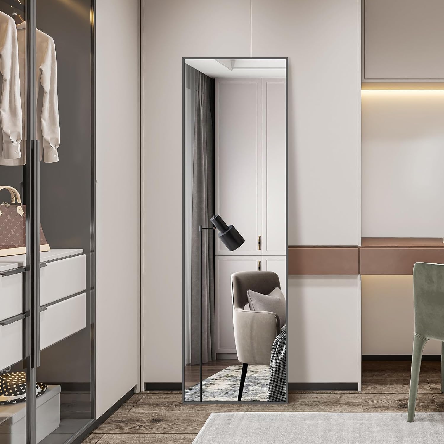 Weare Home Specchio da Terra 147x44 cm, Nero - immagine 7