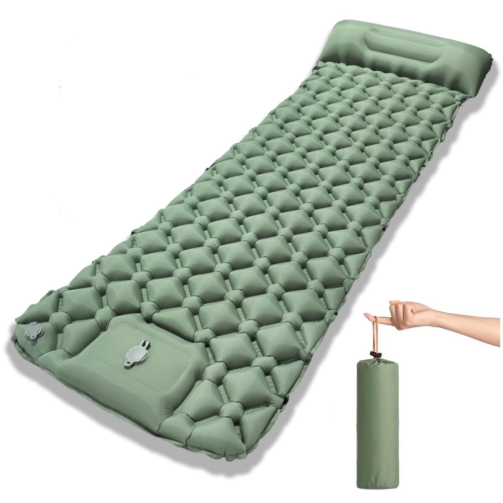 Materasso Gonfiabile con Cuscino, Materassino Campeggio Singolo, Ultraleggero Materassino Trekking, Attrezzatura da Campeggio Resistente e Leggera per Escursionismo, Tenda, Sacco a Pelo