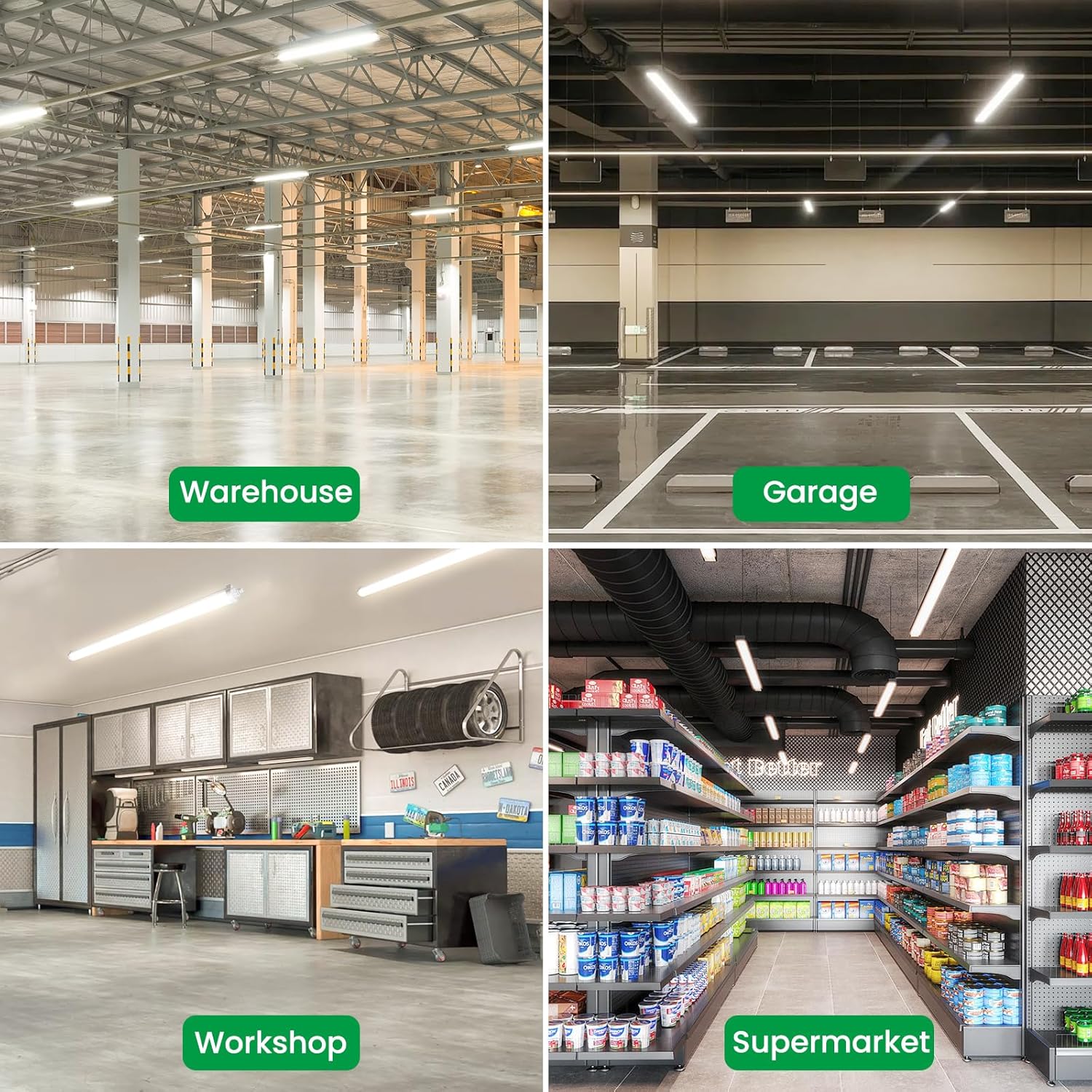 Alusso 2x Plafoniera Officina 120CM 36W IP65 4000K - immagine 7