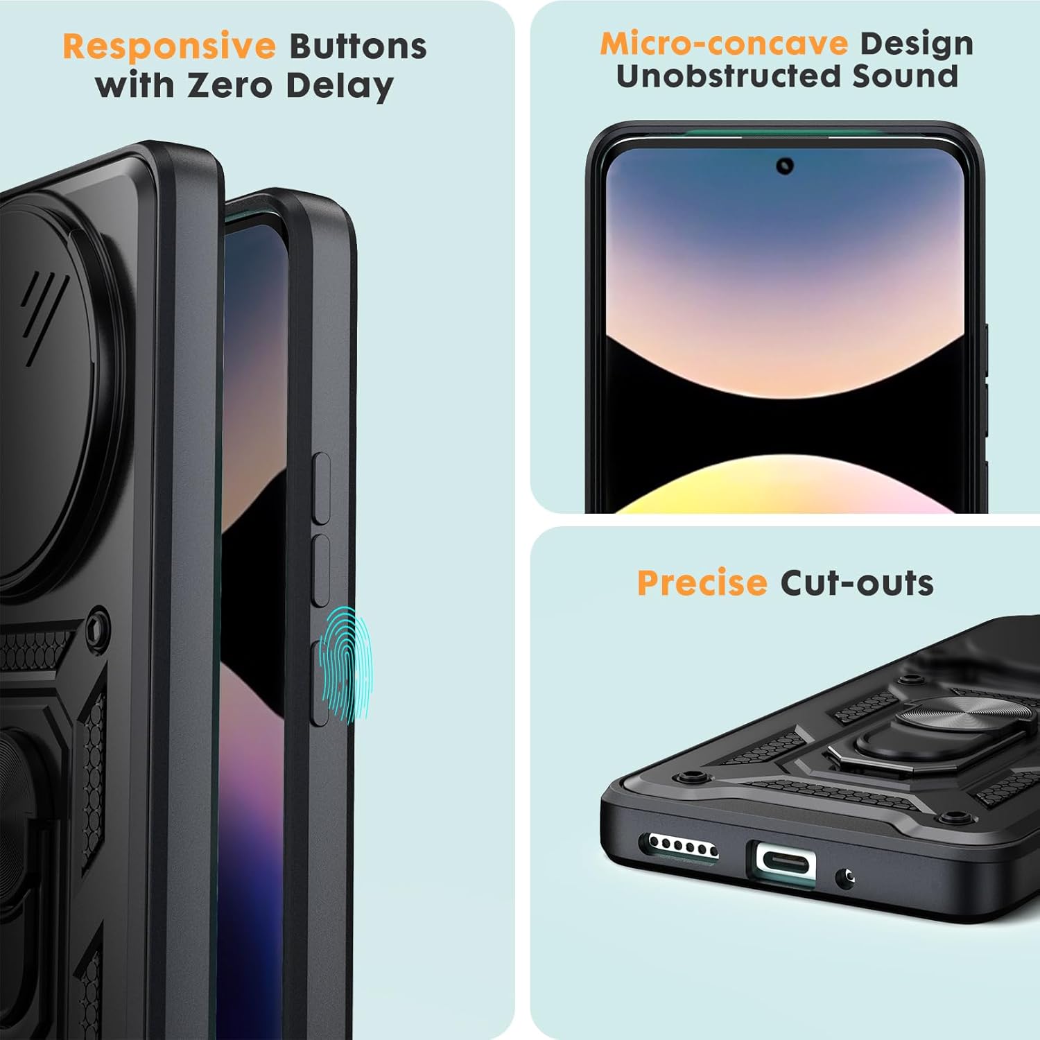 Oududianzi Cover per Xiaomi Redmi Note 14 Pro 5G, Nero - immagine 4