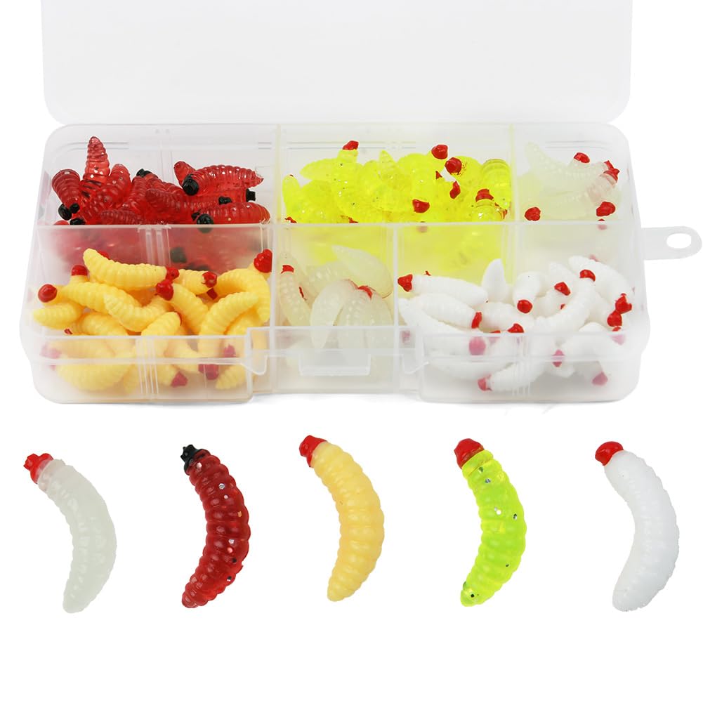 Vicloon Vermi Artificiali, Vermi Morbidi e Piccoli Lombrichi, Esca Artificiale Vermi Pesce, Vermi in Plastica Morbida, per Acqua Salata e Dolce, per Spigola, Trota, Glaucomi