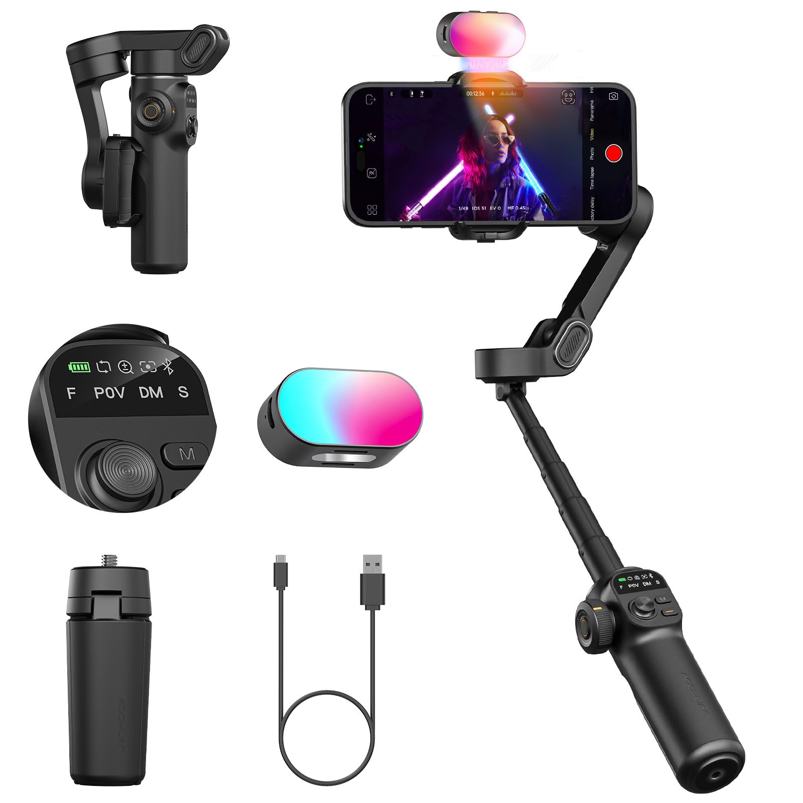 Aochuan Smart X2 - Gimbal Stabilizzatore Smartphone Nero