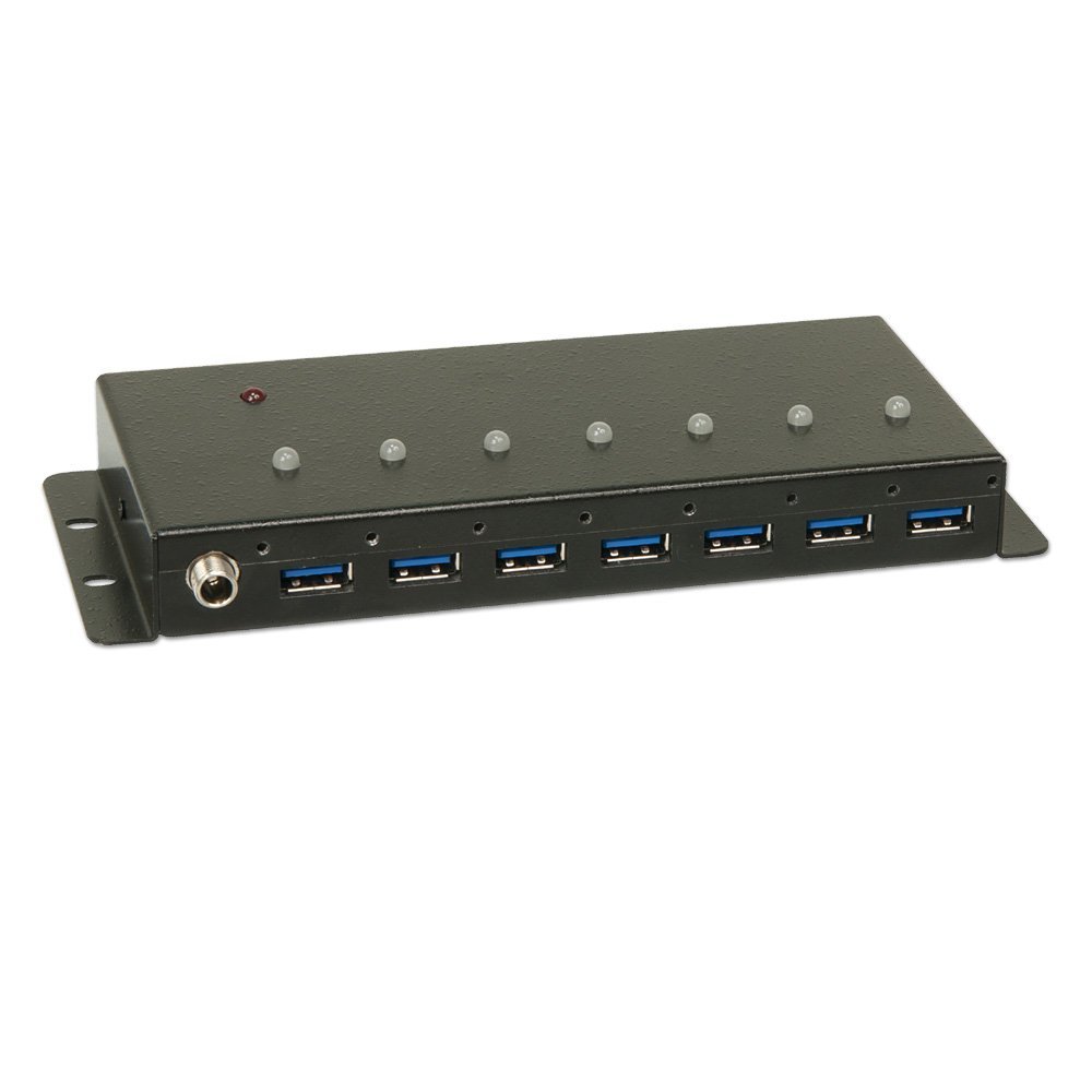 Lindy 43128 Hub Industriale USB 3.0, 7 Porte, Nero