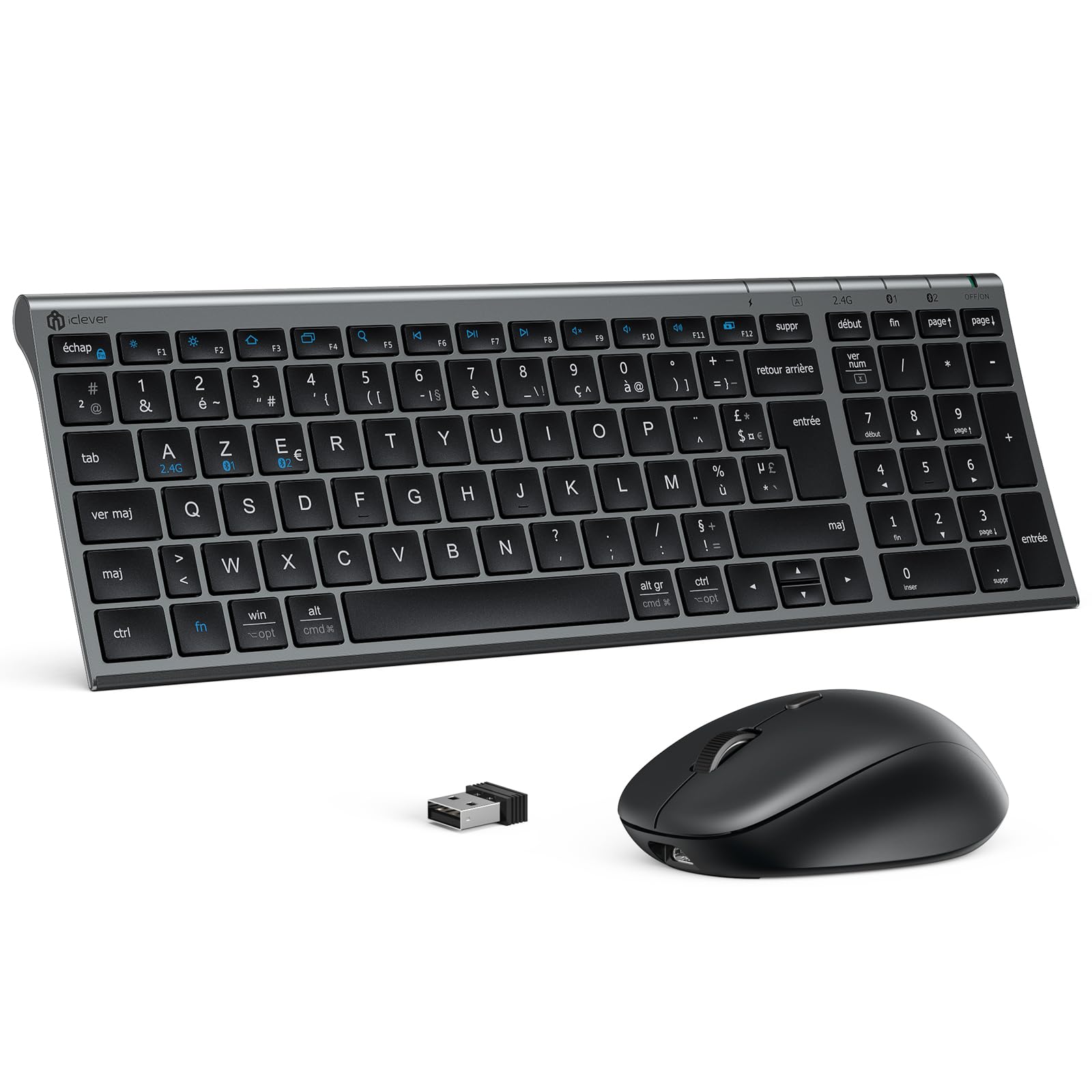 iClever Bluetooth Clavier Souris sans Fil