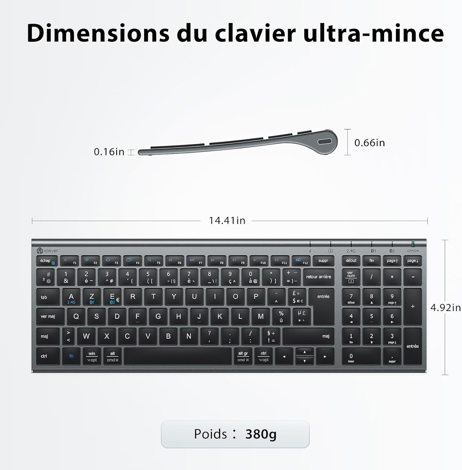 iClever Bluetooth Clavier Souris sans Fil - immagine 8