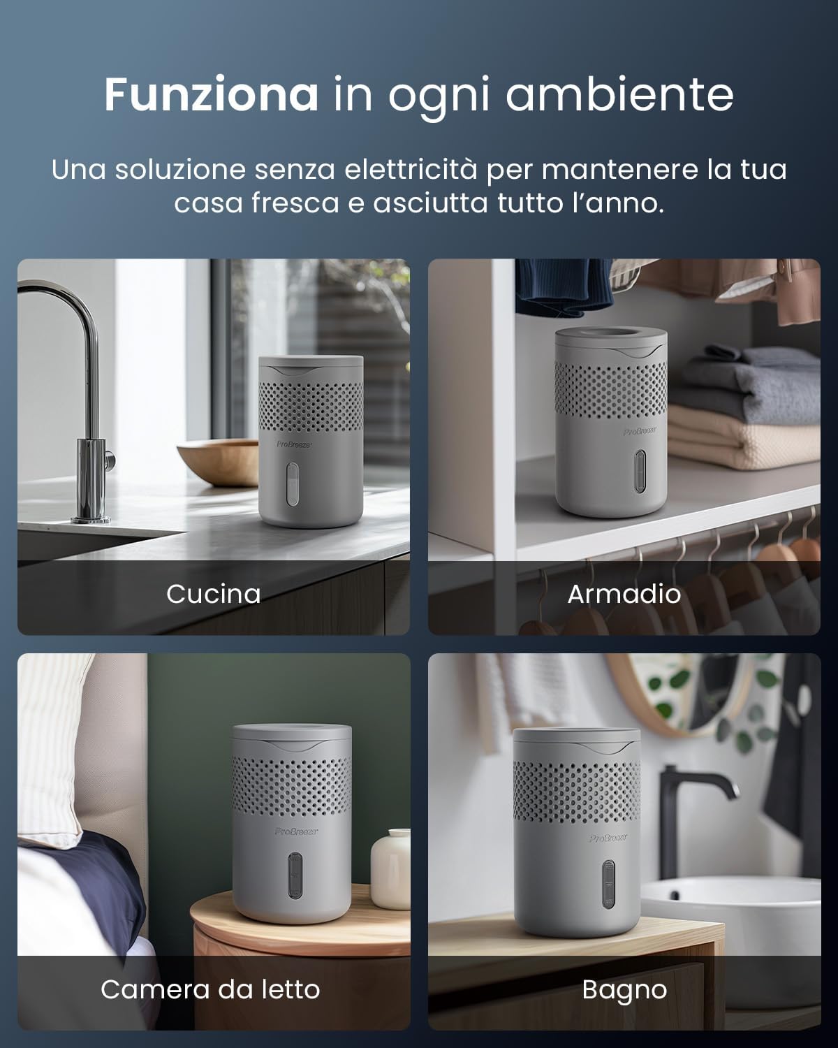 Pro Breeze Osmo Deumidificatore Silenzioso Ricaricabile - immagine 8