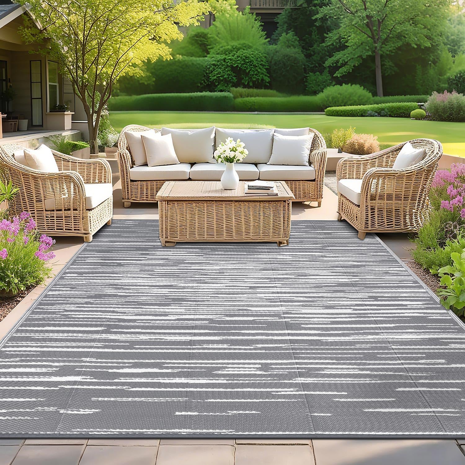 Shacos Tappeto da Esterno per Giardino 180x270 cm, Grigio