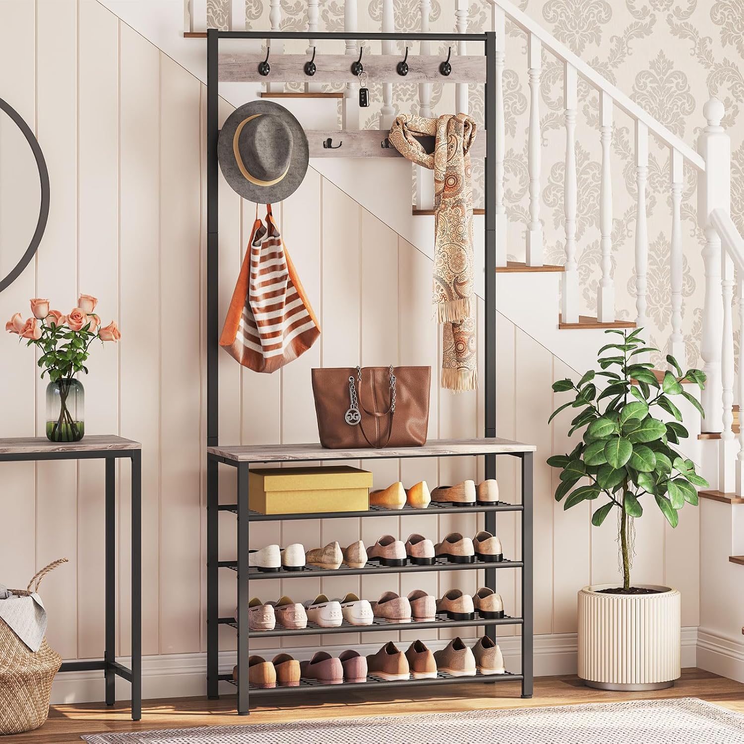 Hoobro Stand Appendiabiti con Scarpiera 5 Livelli - immagine 3