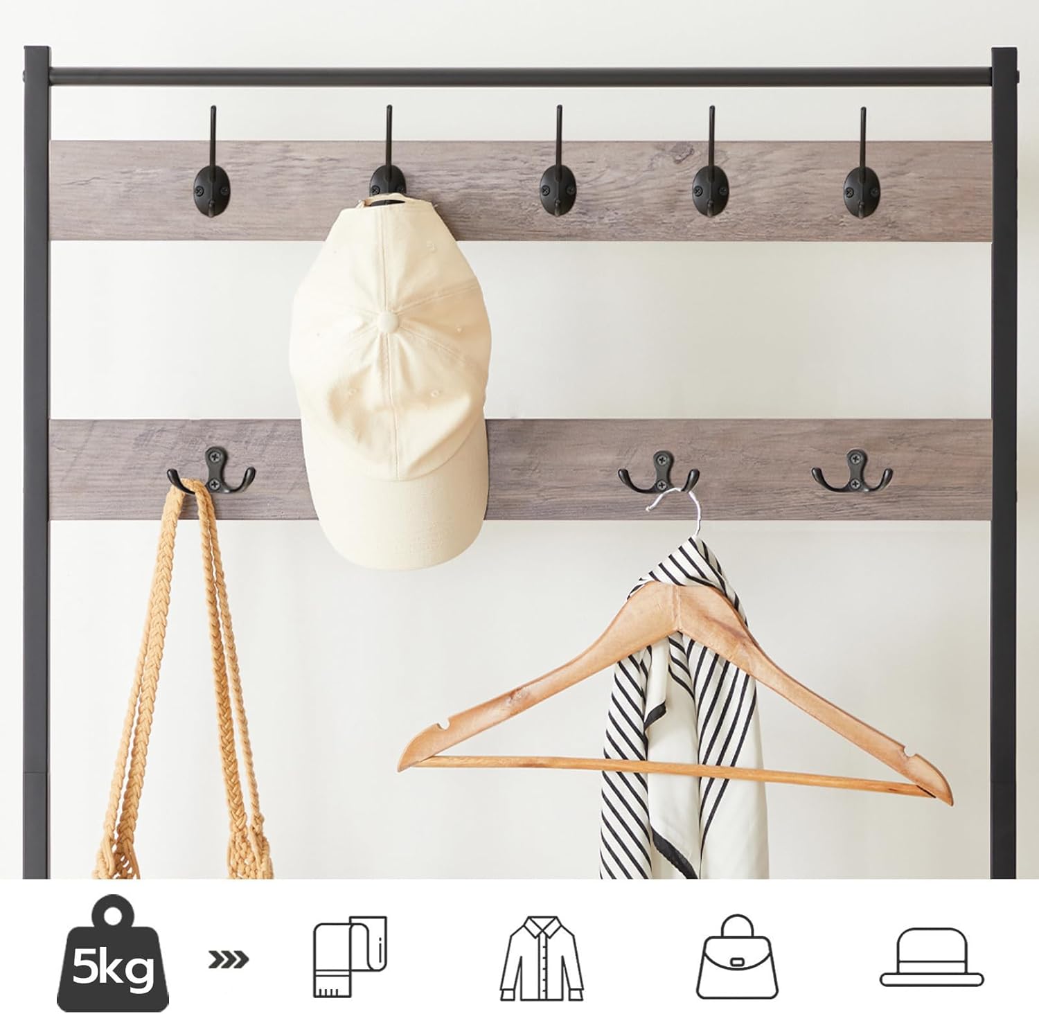 Hoobro Stand Appendiabiti con Scarpiera 5 Livelli - immagine 6