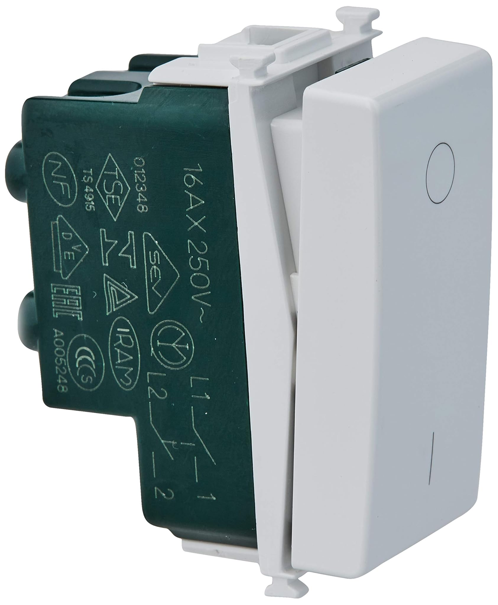 VIMAR Interruttore Illuminabile 2P 16AX Serie Plana, Bianco