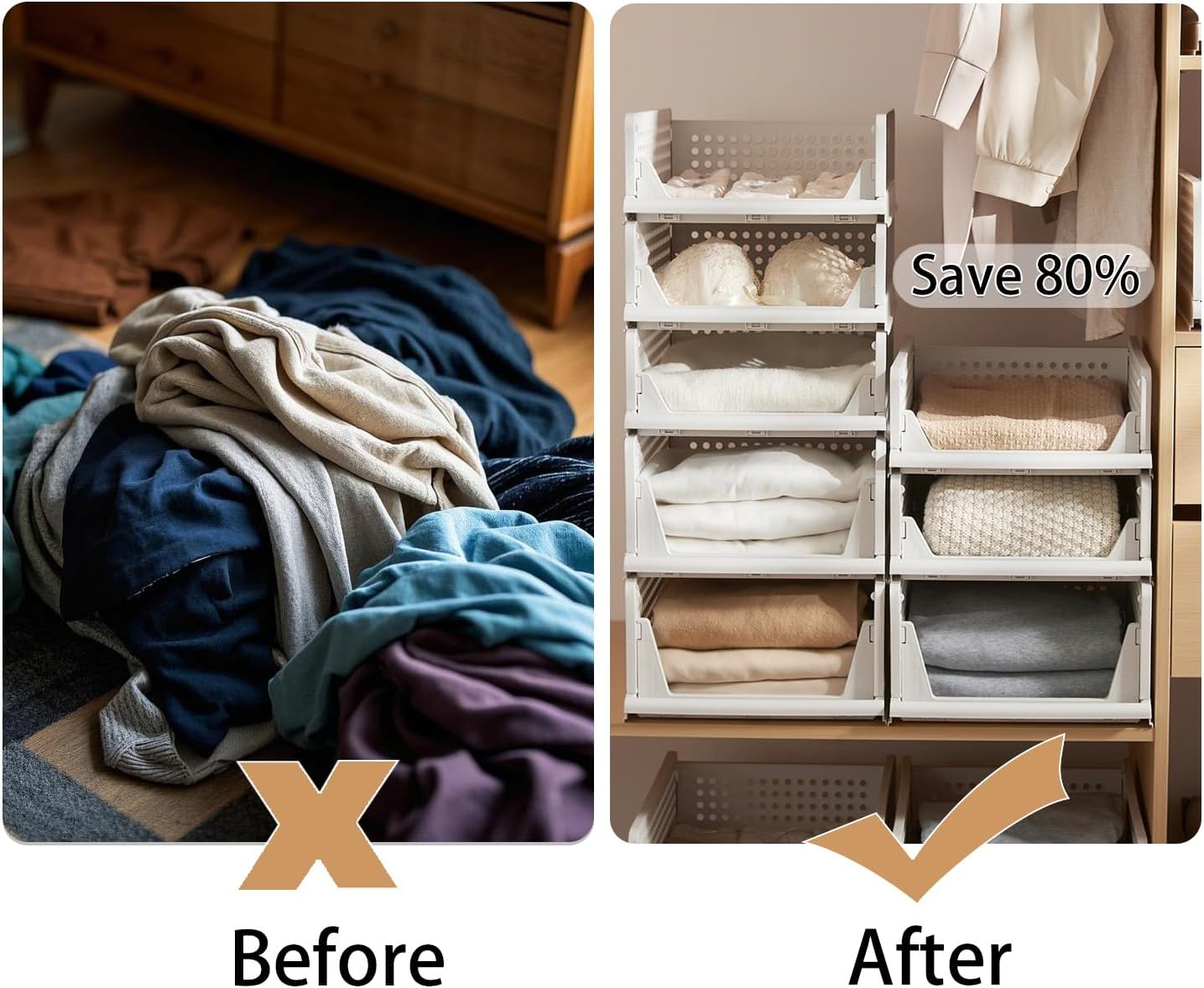 Rman Organizer Armadio 4 Set Pieghevole, Bianco - immagine 2