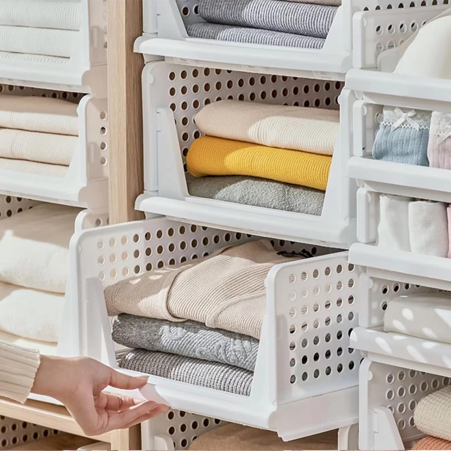 Rman Organizer Armadio 4 Set Pieghevole, Bianco - immagine 3