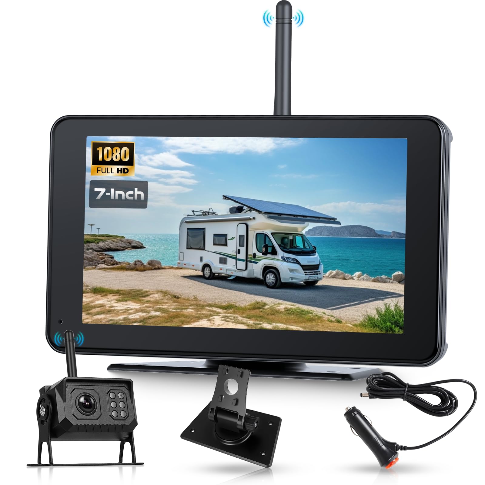 Kit Telecamera Posteriore Wireless IPS HD 7'' con DVR BSD