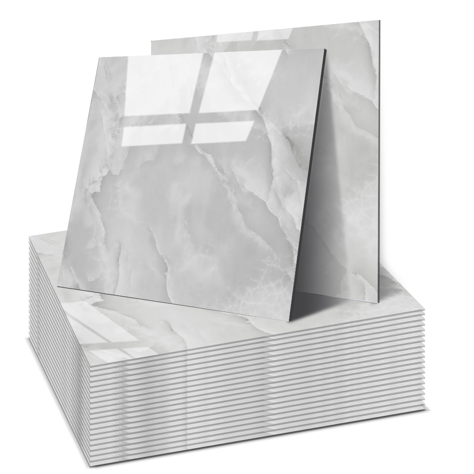 OJTOJT - Piastrelle autoadesive da parete, 22 pezzi, Peel and Stick Tiles 30 x 30 cm, impermeabile e antimacchia, tagliabili, 4 colori, per bagno, cucina, soggiorno (Jade Gris)