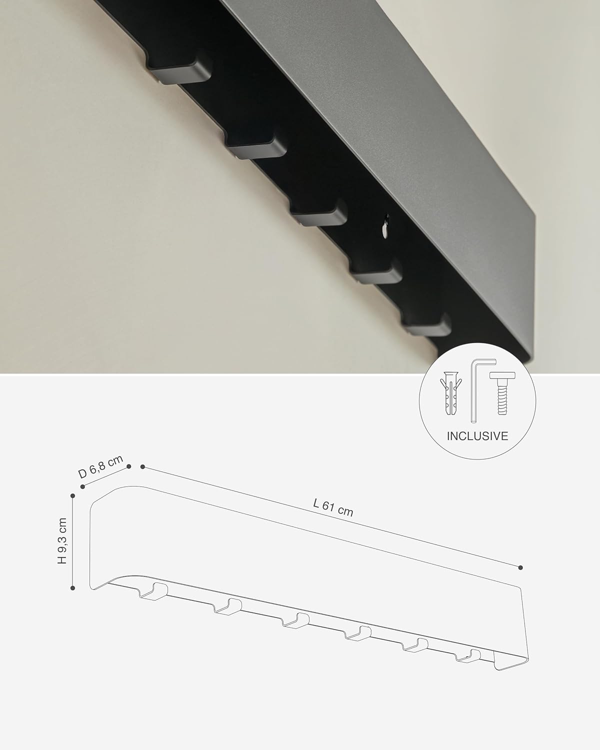 Kazai.® Appendiabiti da Parete Design 'Tone' Nero - immagine 7