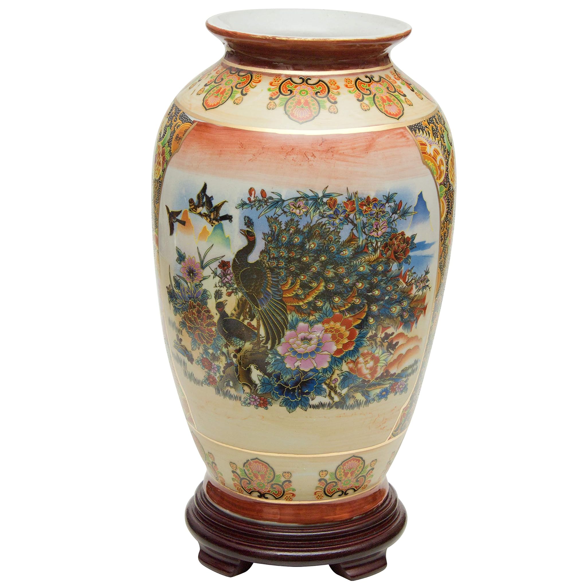 Oriental Furniture Satsuma - Vaso Tung Chi Porcellana 35,6 cm