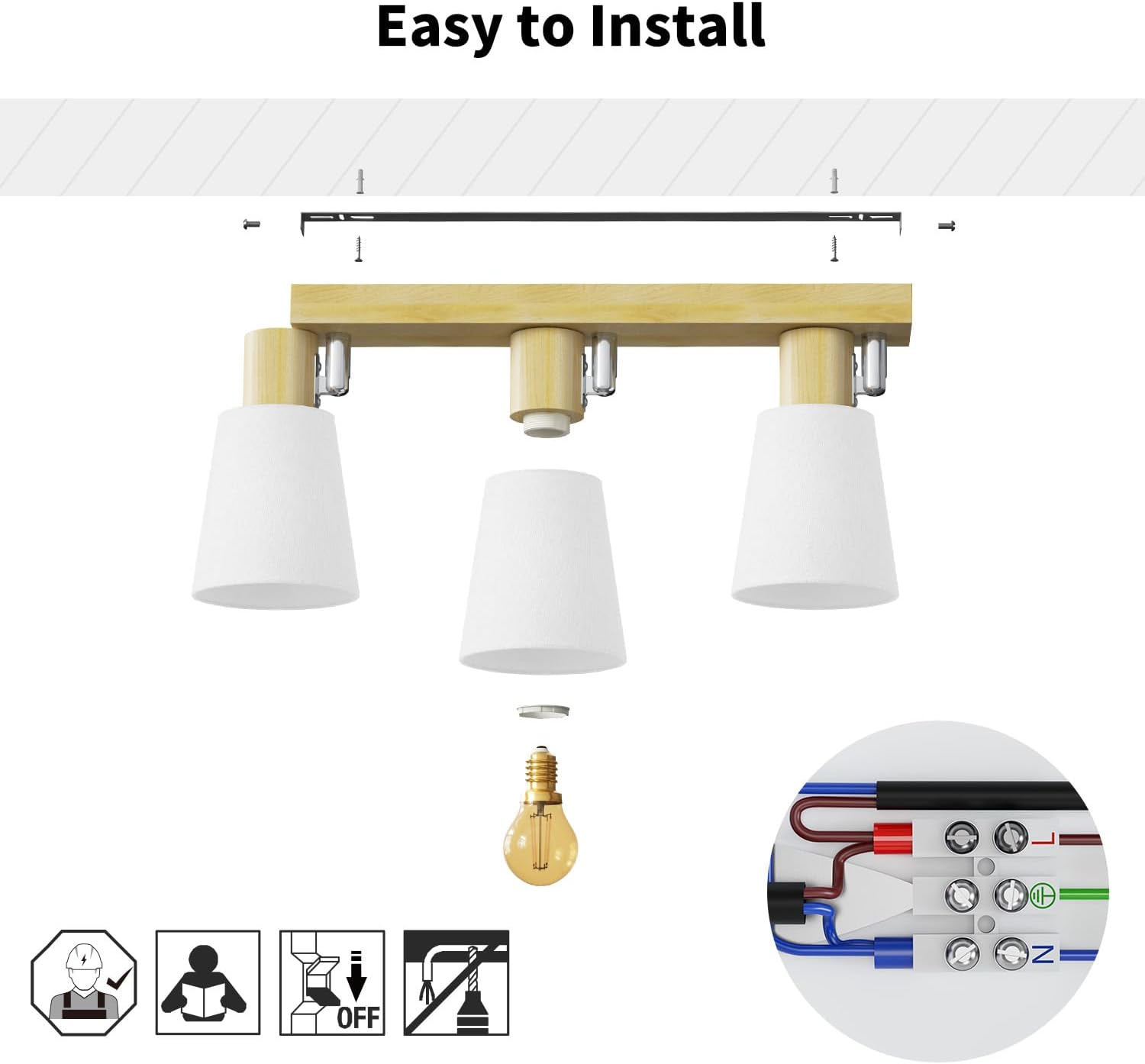 Lvwit Faretti LED Soffitto Orientabili con 3 Faretto E14 - immagine 6