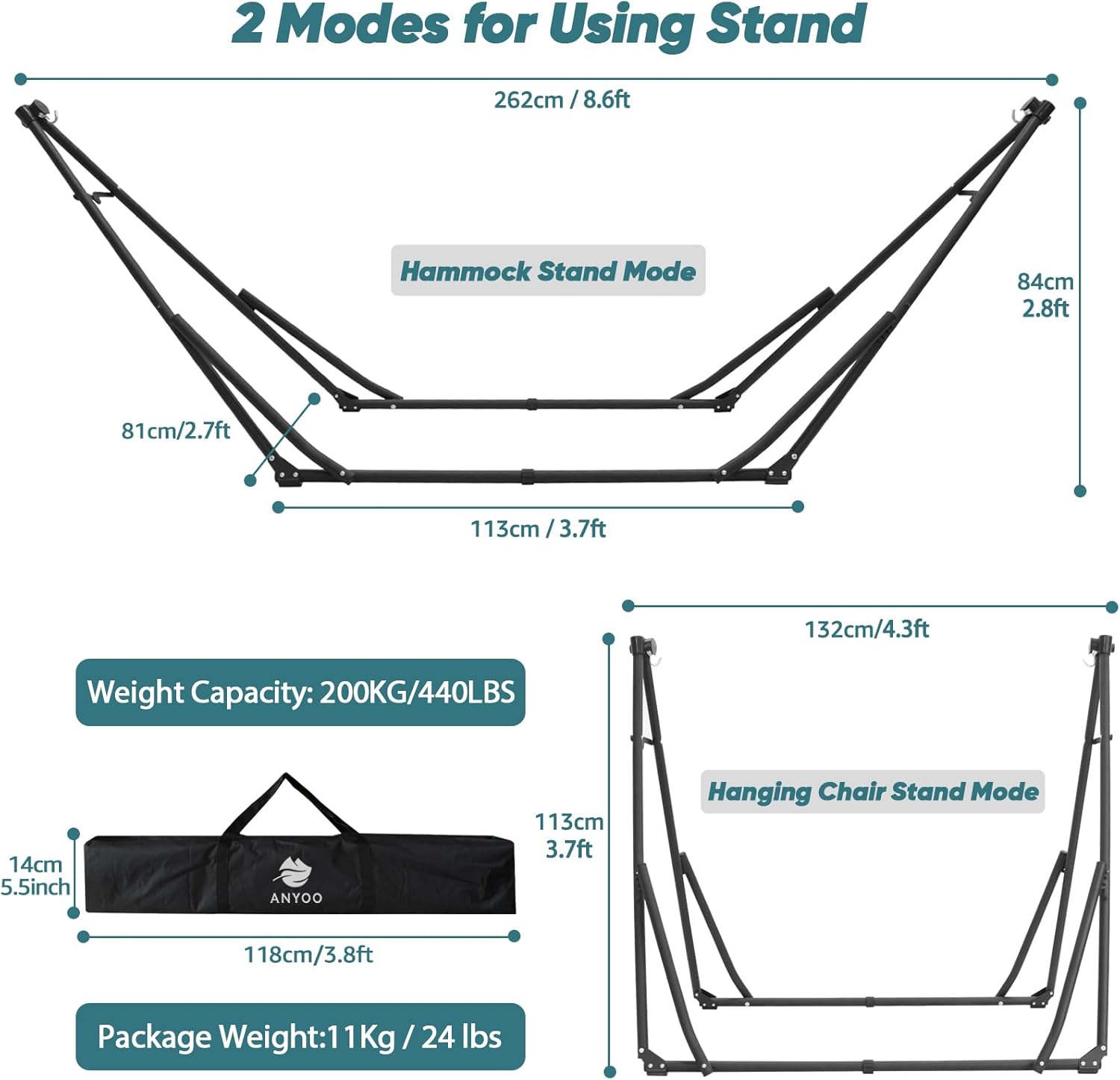 Anyoo Amaca da Giardino e Sedia Amaca con Supporto - immagine 3