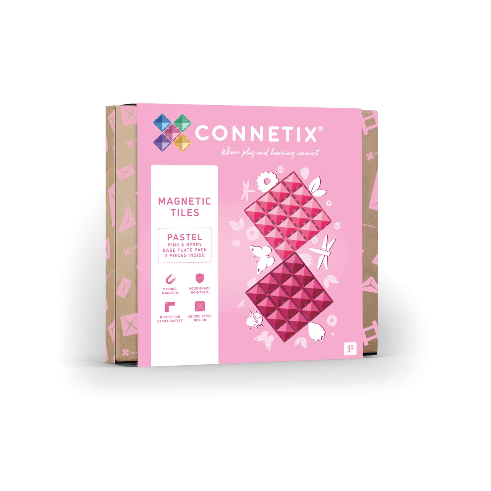 CONNETIX Pastello Rosa e Bacche Pacchetto Piastra di Base, 2 Pezzi
