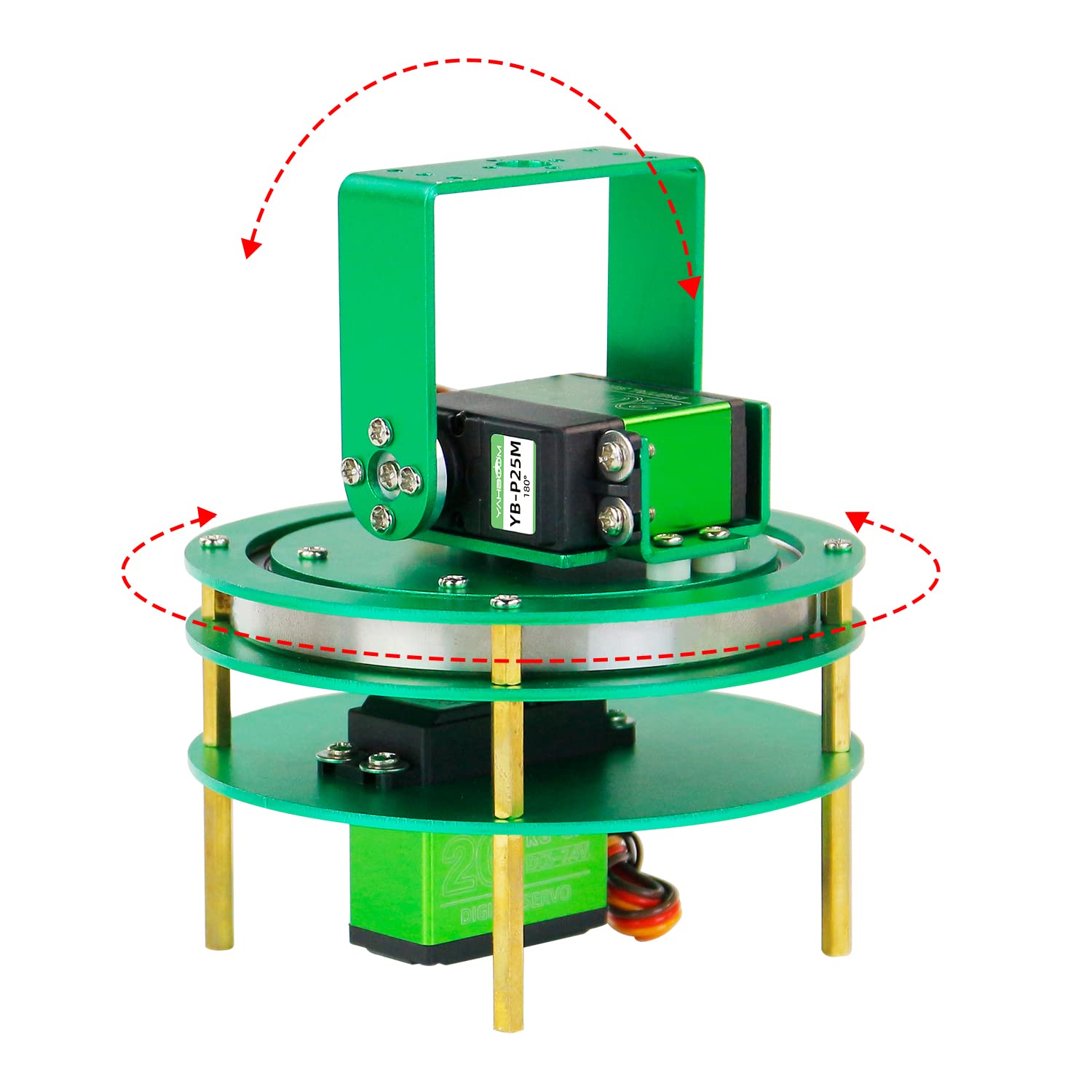 Yahboom Kit servomotore a 2 vie per robot fai da te, piattaforma elettrica con servo in metallo, accessori per fotocamera o braccio robot (servo in metallo 2DOF con pannello di controllo e