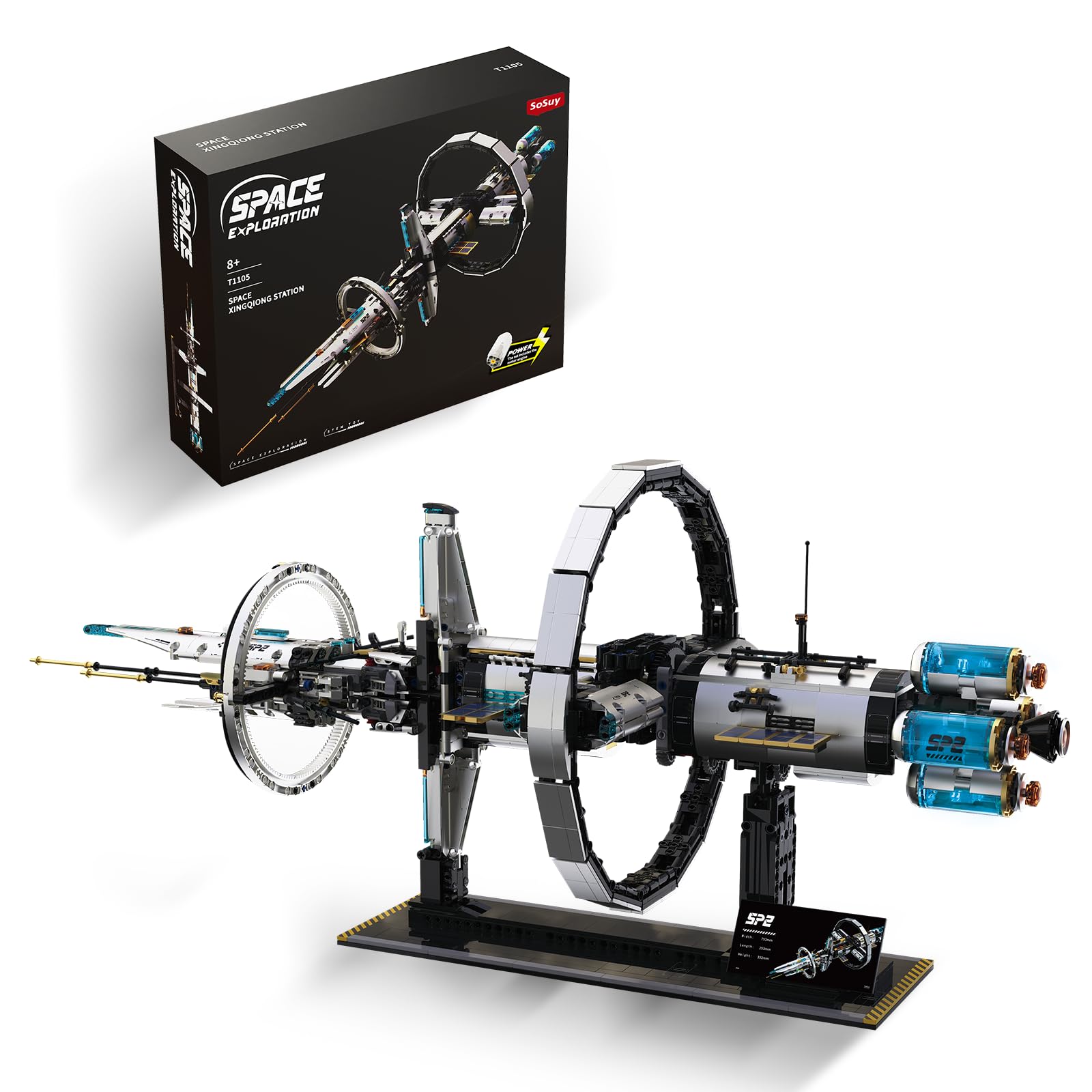 Sosuy Starship Costruzioni per Bambini Ragazzi 8+, Shuttle Spaziale con Supporto Espositivo e Struttura Rotante Motorizzata, Regali di Natale Compleanno per Ragazzi, Bambini, Ragazze, Teen, Adulti