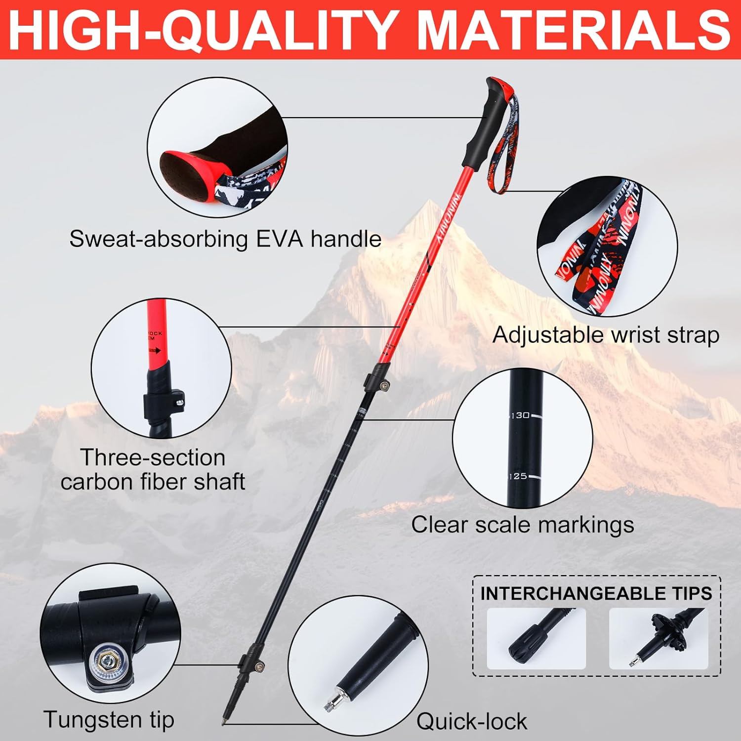 Ninonly Bastoncini Trekking Telescopico in Carbonio - immagine 5