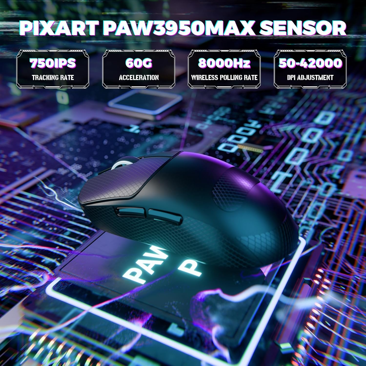 Mambasnake X ATTACKSHARK X8ULTIMATE Mouse Gaming Wireless, Nero - immagine 5