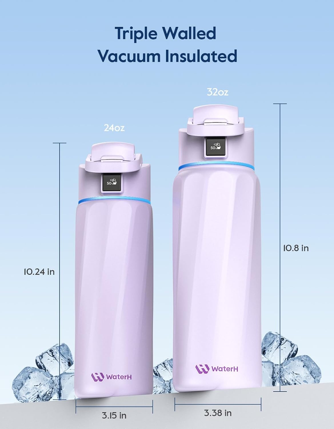 Waterh BOOST Borraccia Intelligente Termica 710ml, Viola - immagine 5