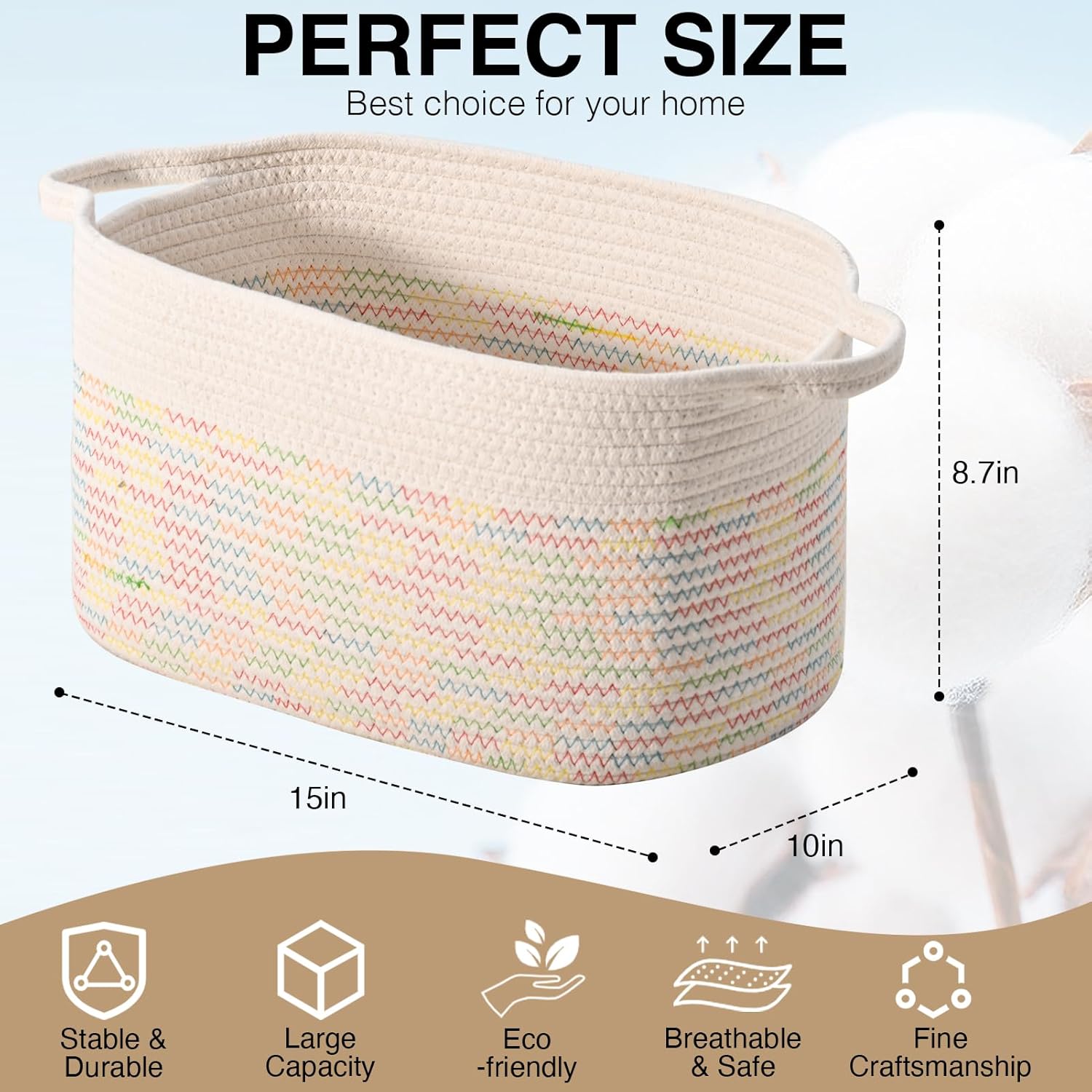 Cesto Portaoggetti in Corda di Cotone (3 Pezzi) - immagine 2