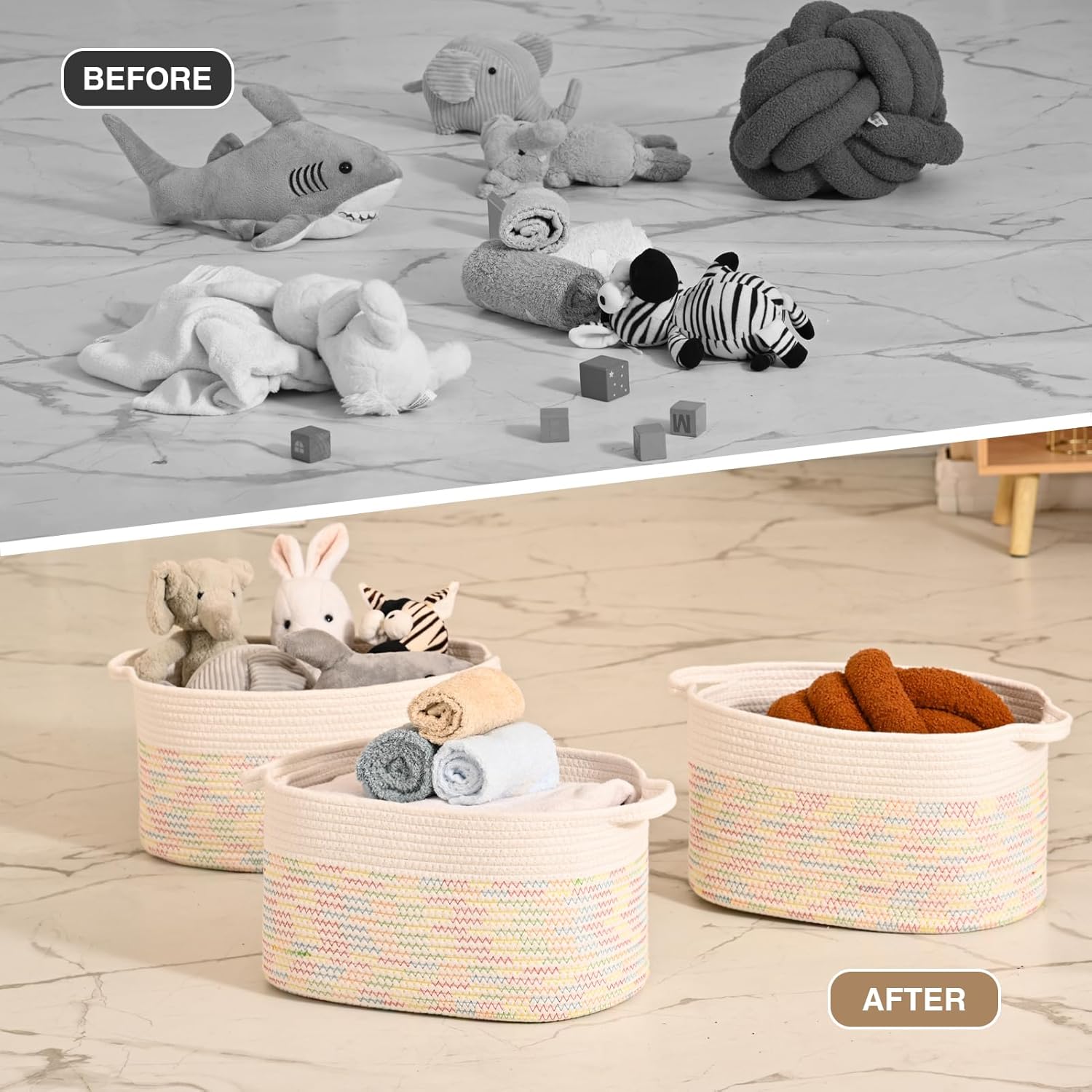 Cesto Portaoggetti in Corda di Cotone (3 Pezzi) - immagine 3