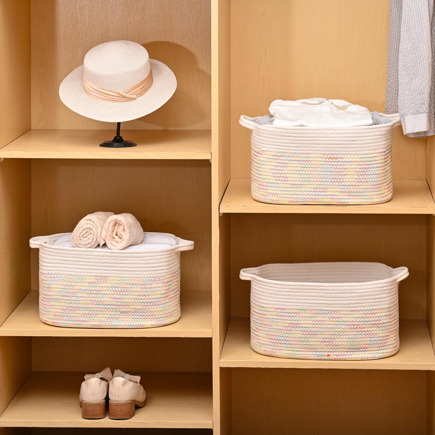 Cesto Portaoggetti in Corda di Cotone (3 Pezzi) - immagine 5