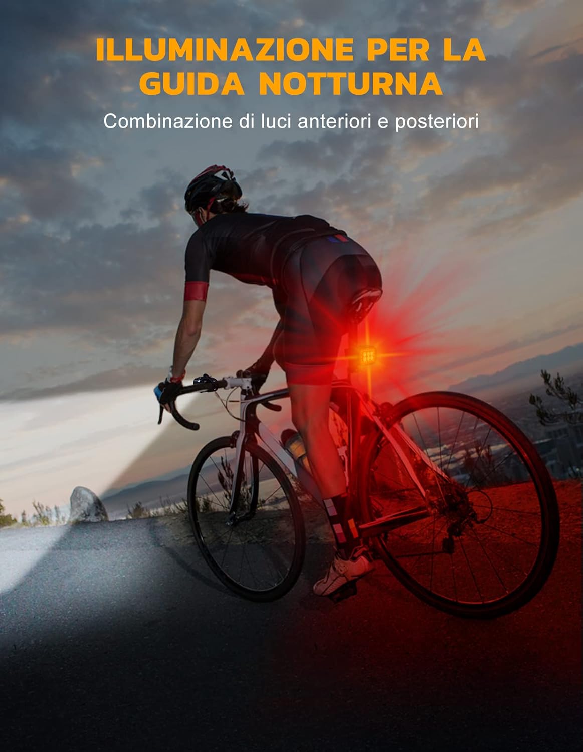 Luci Bici Kit LED Ricaricabile USB IP65 - immagine 2