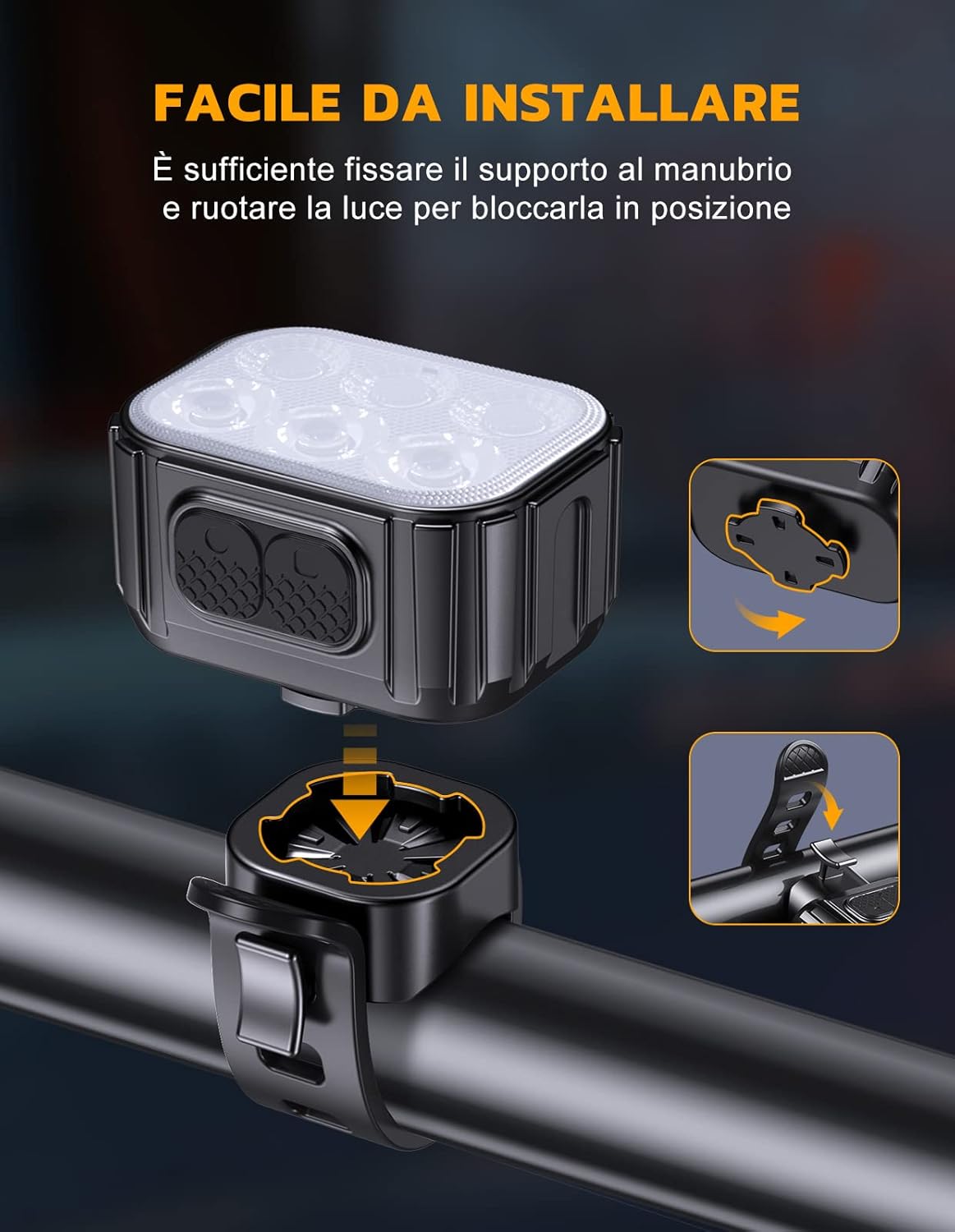 Luci Bici Kit LED Ricaricabile USB IP65 - immagine 5