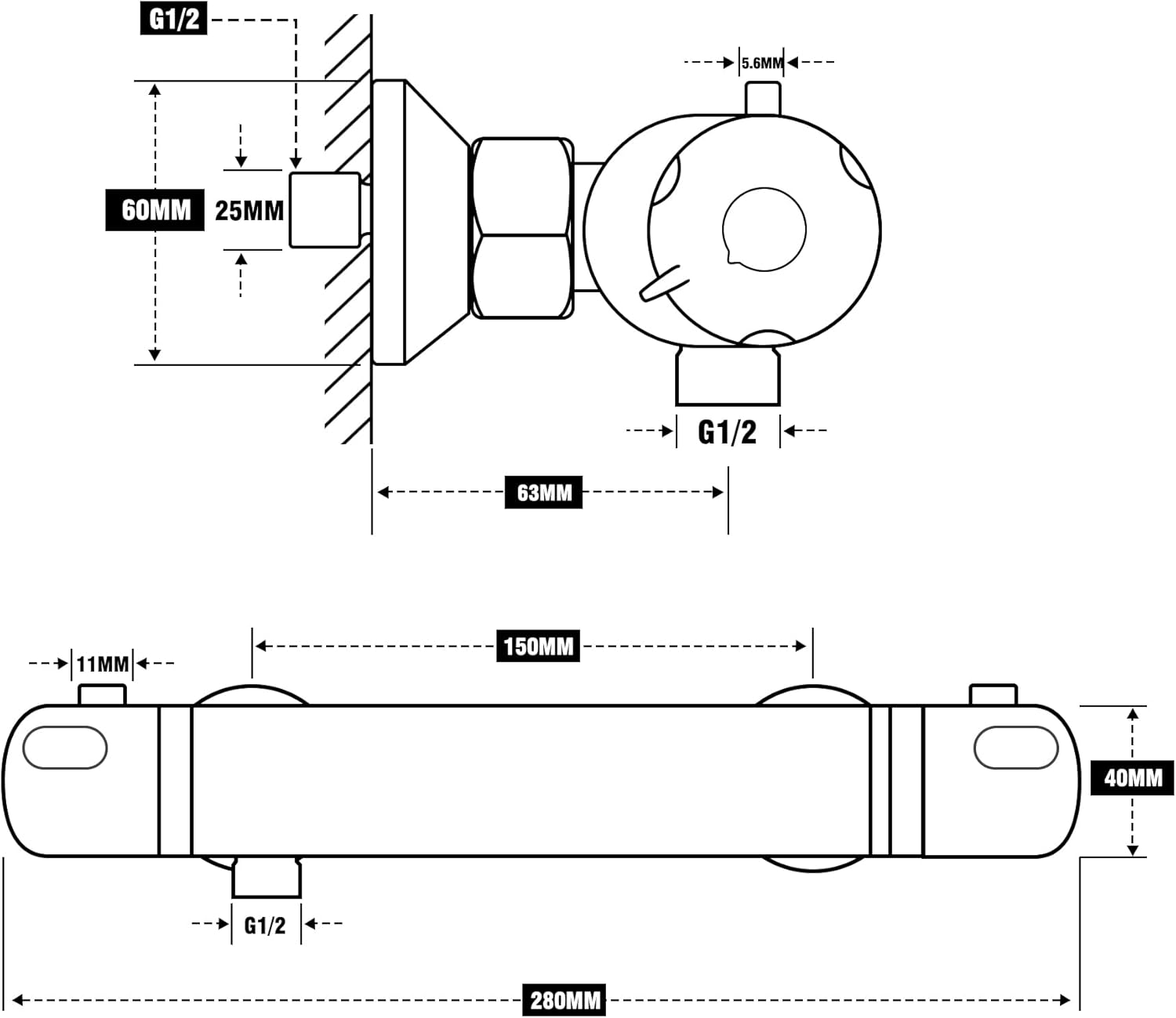 Morado Miscelatore Doccia Termostatico, Cromo - immagine 6